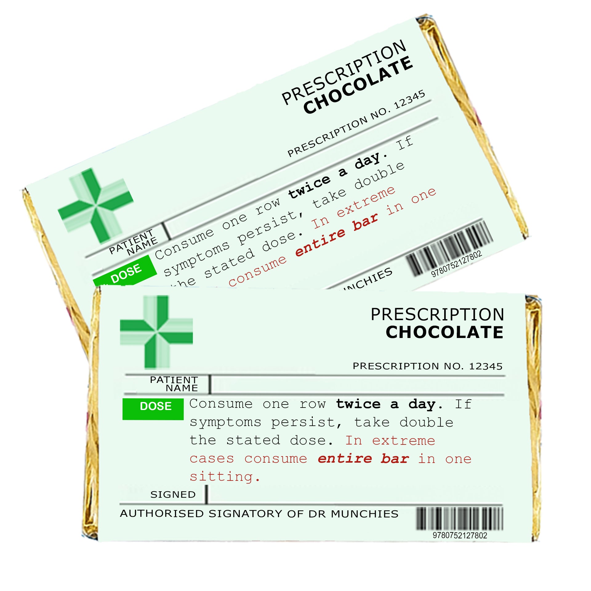 Funny Prescription Chocolate Bar Wrapper x 6 (Chocolates not included) - Get Well Soon Gifts, Birthday Teacher, Funny Gifts for Women, Men