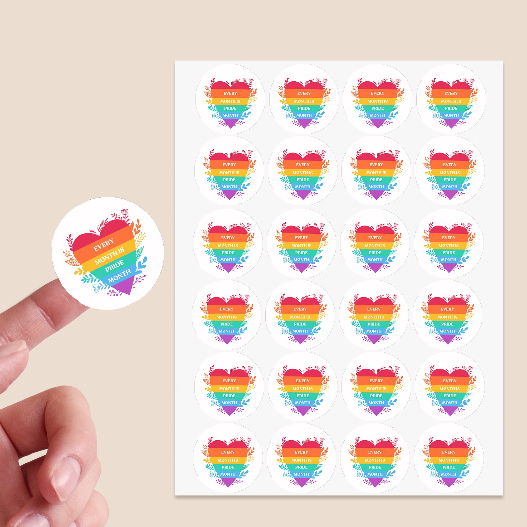 Rainbow Pride Stickers | LGBT Love Is Love Party Decorations | Various Designs