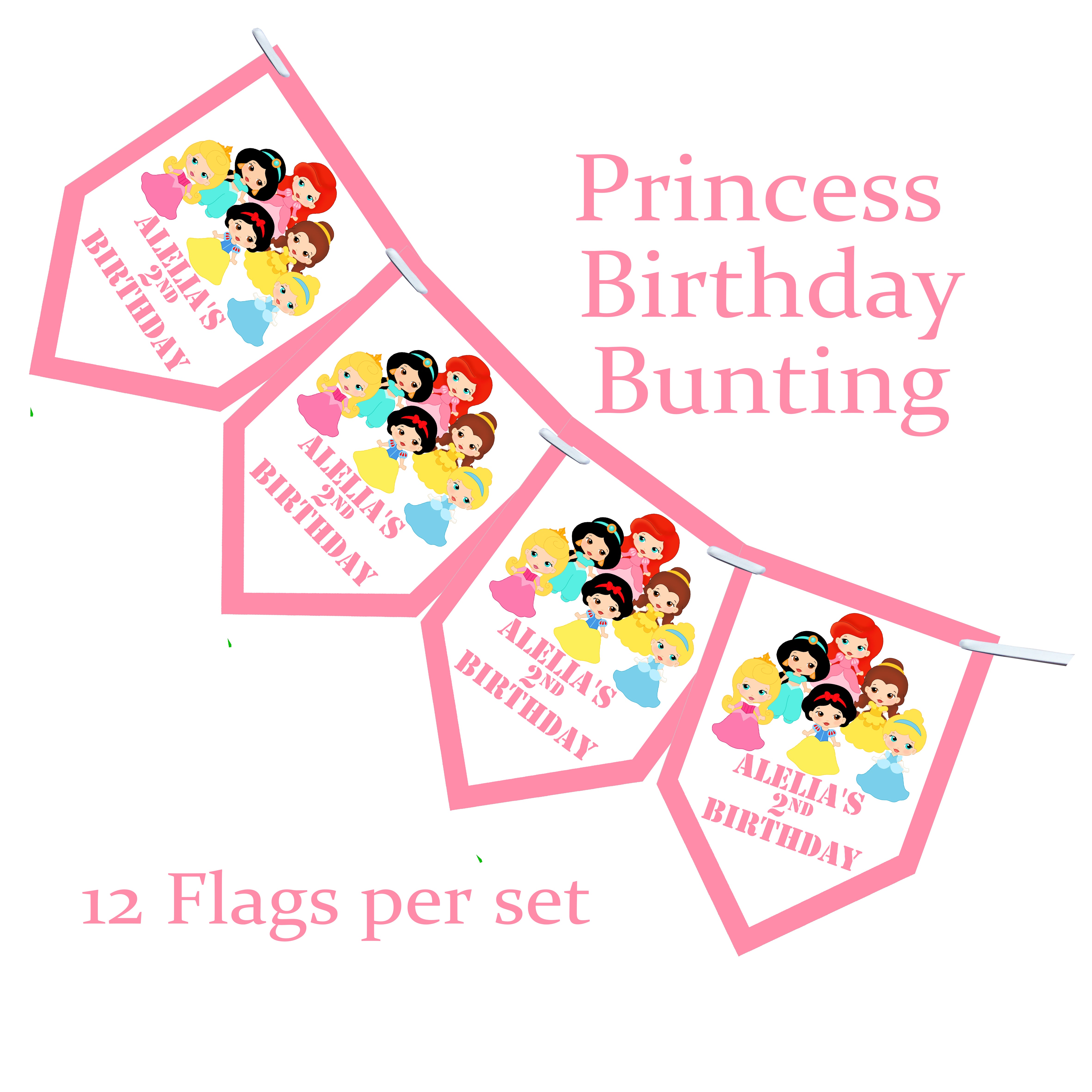 Personalised Princess Birthday Stickers For Party Thank You Sweet Cone Bags