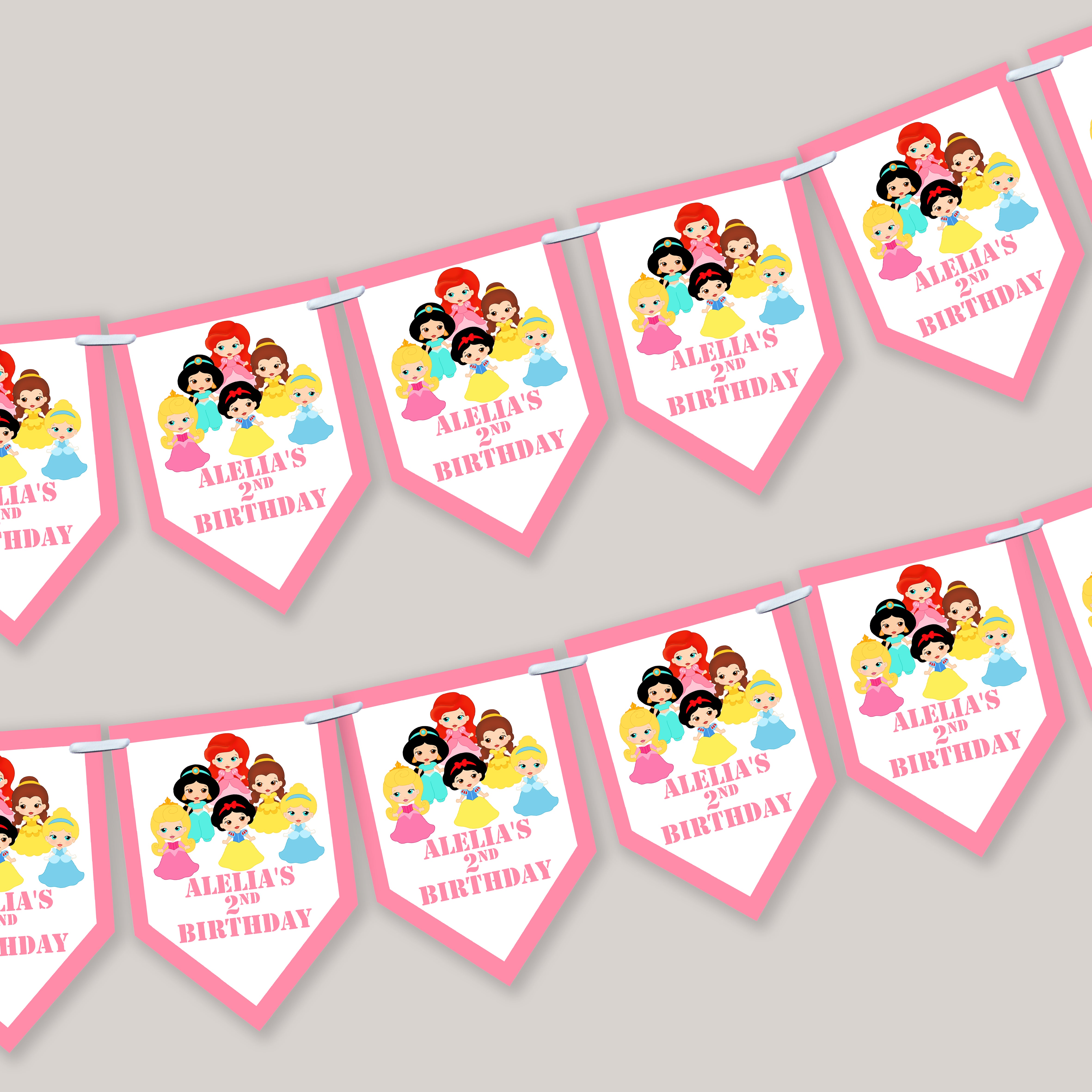 Personalised Princess Birthday Stickers For Party Thank You Sweet Cone Bags