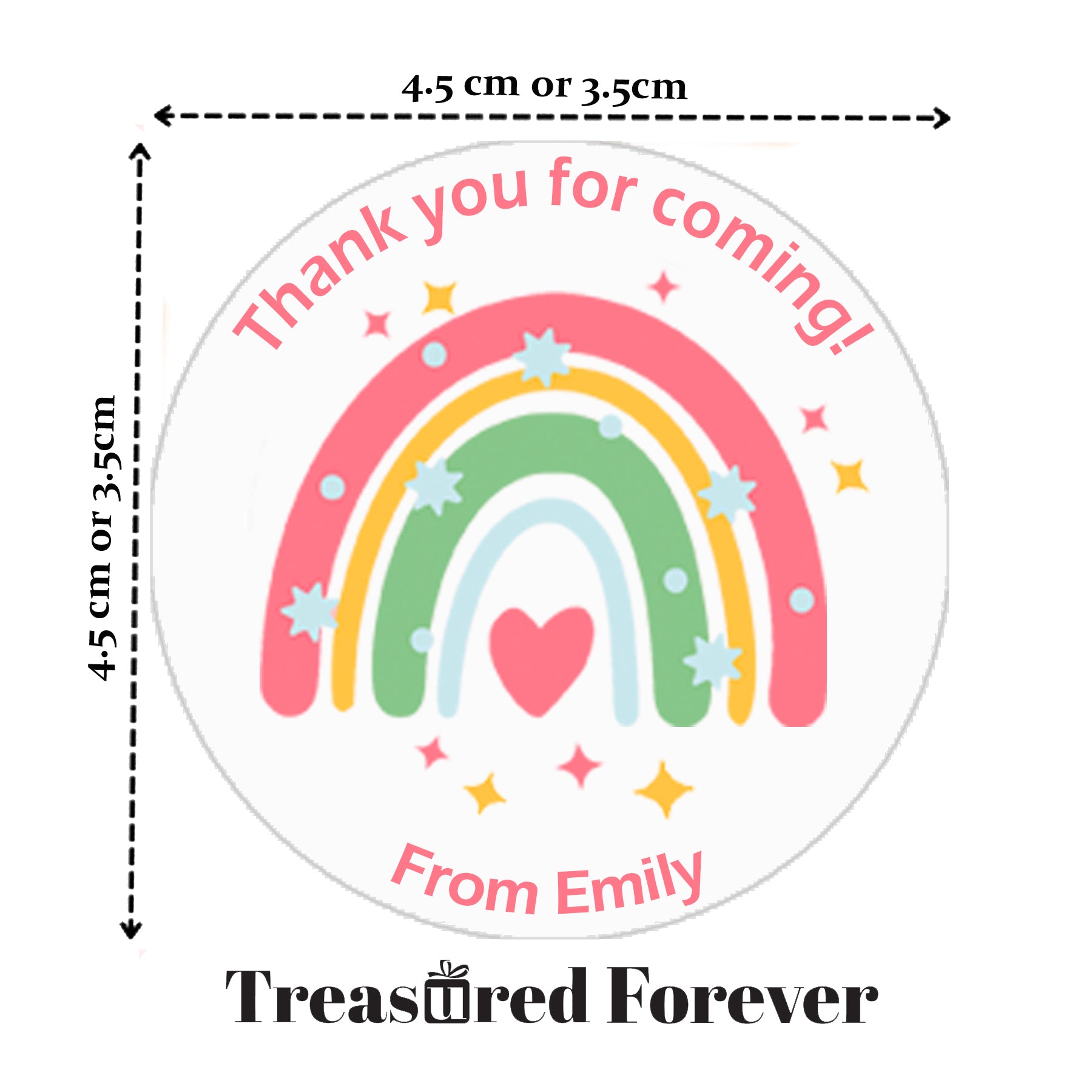 Personalised Rainbow Birthday Stickers For Party Thank You Sweet Cone Bags Favour