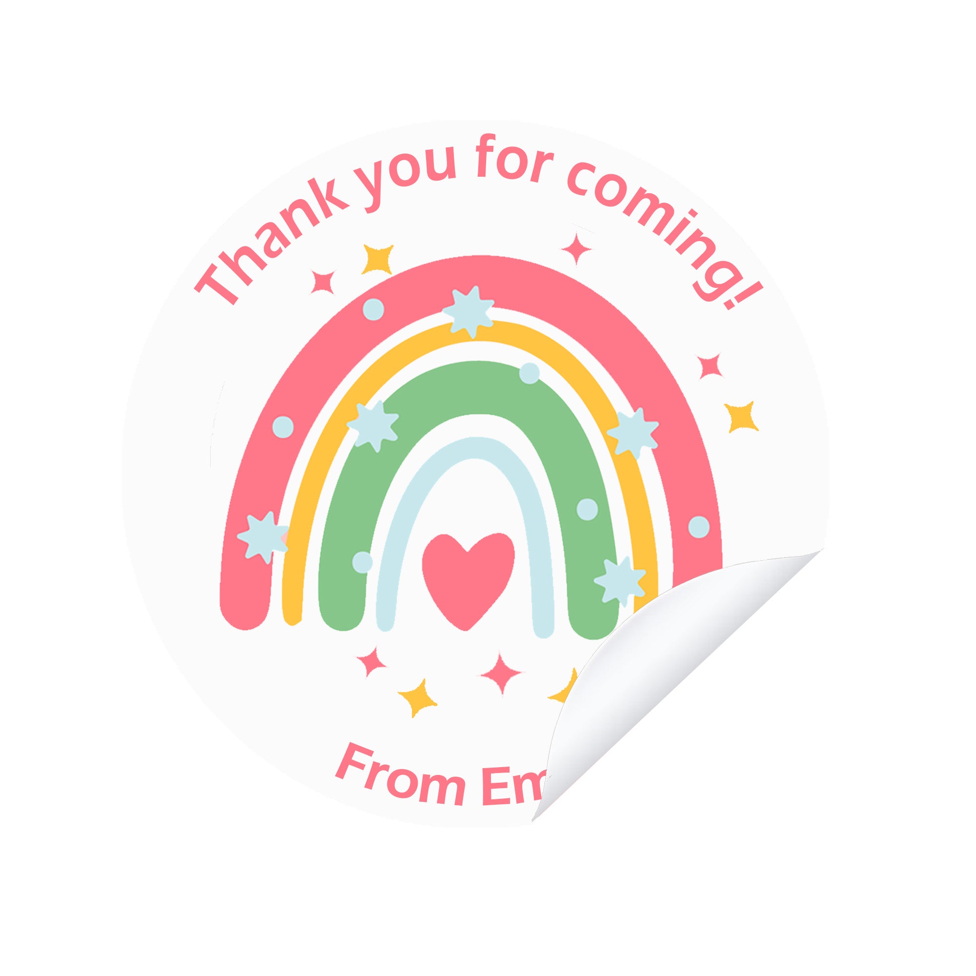 Personalised Rainbow Birthday Stickers For Party Thank You Sweet Cone Bags Favour
