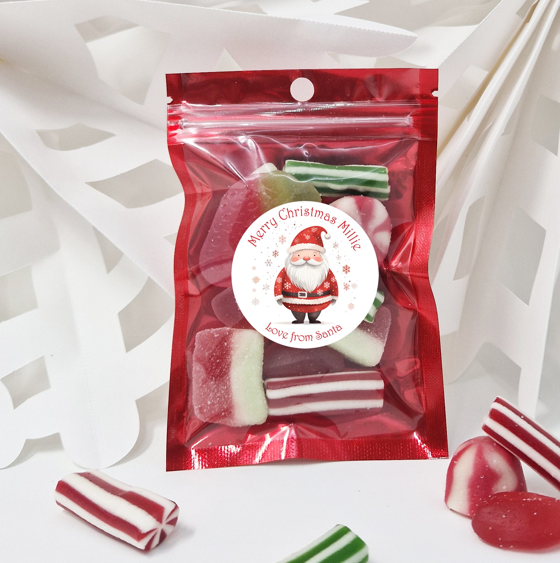 Personalised Christmas Sweet Bags | Festive Party Favors | Stocking Stuffer Filler Treats | Pre-Filled || Pick and Mix Teacher Gift