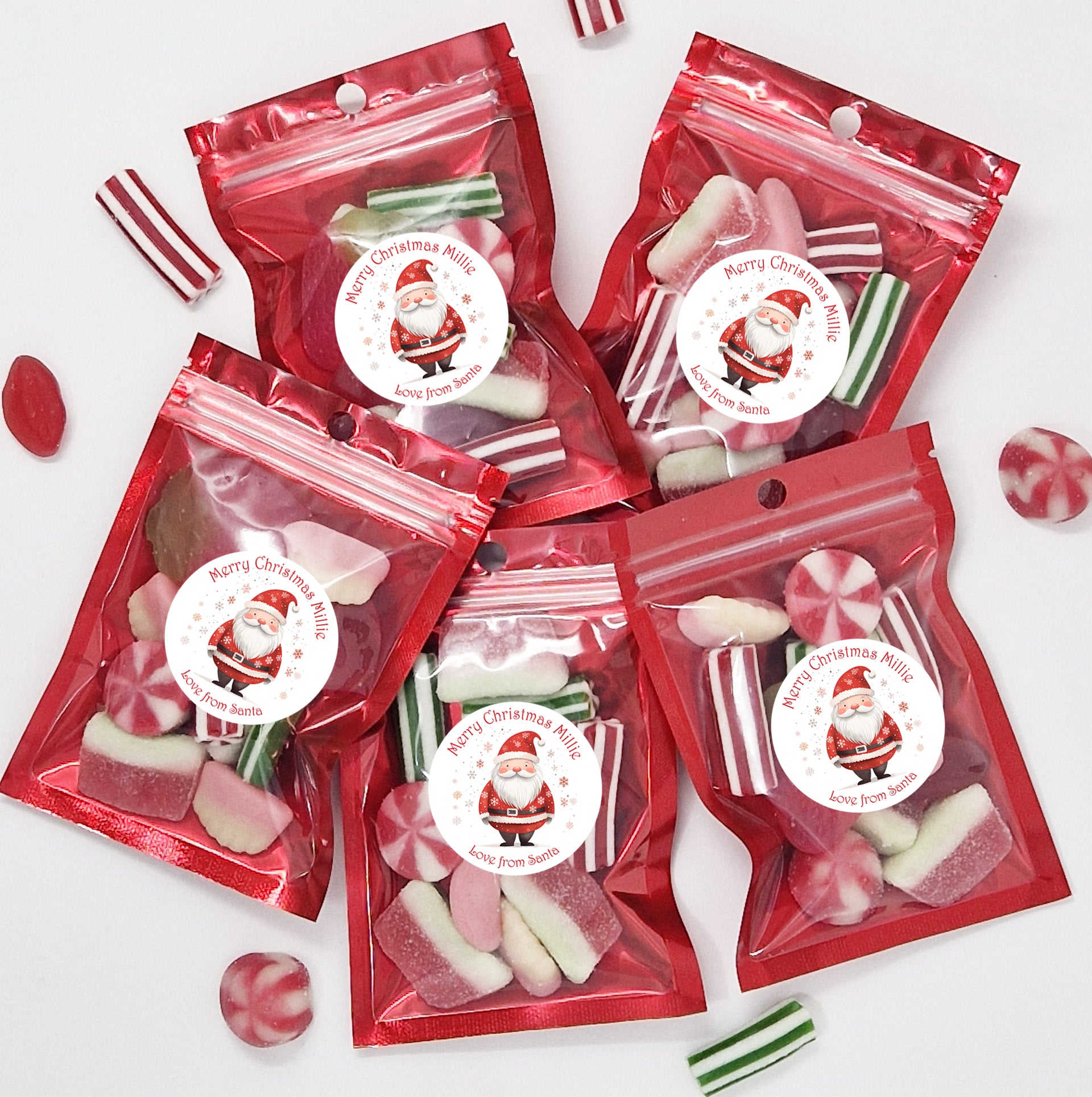 Personalised Christmas Sweet Bags | Festive Party Favors | Stocking Stuffer Filler Treats | Pre-Filled || Pick and Mix Teacher Gift