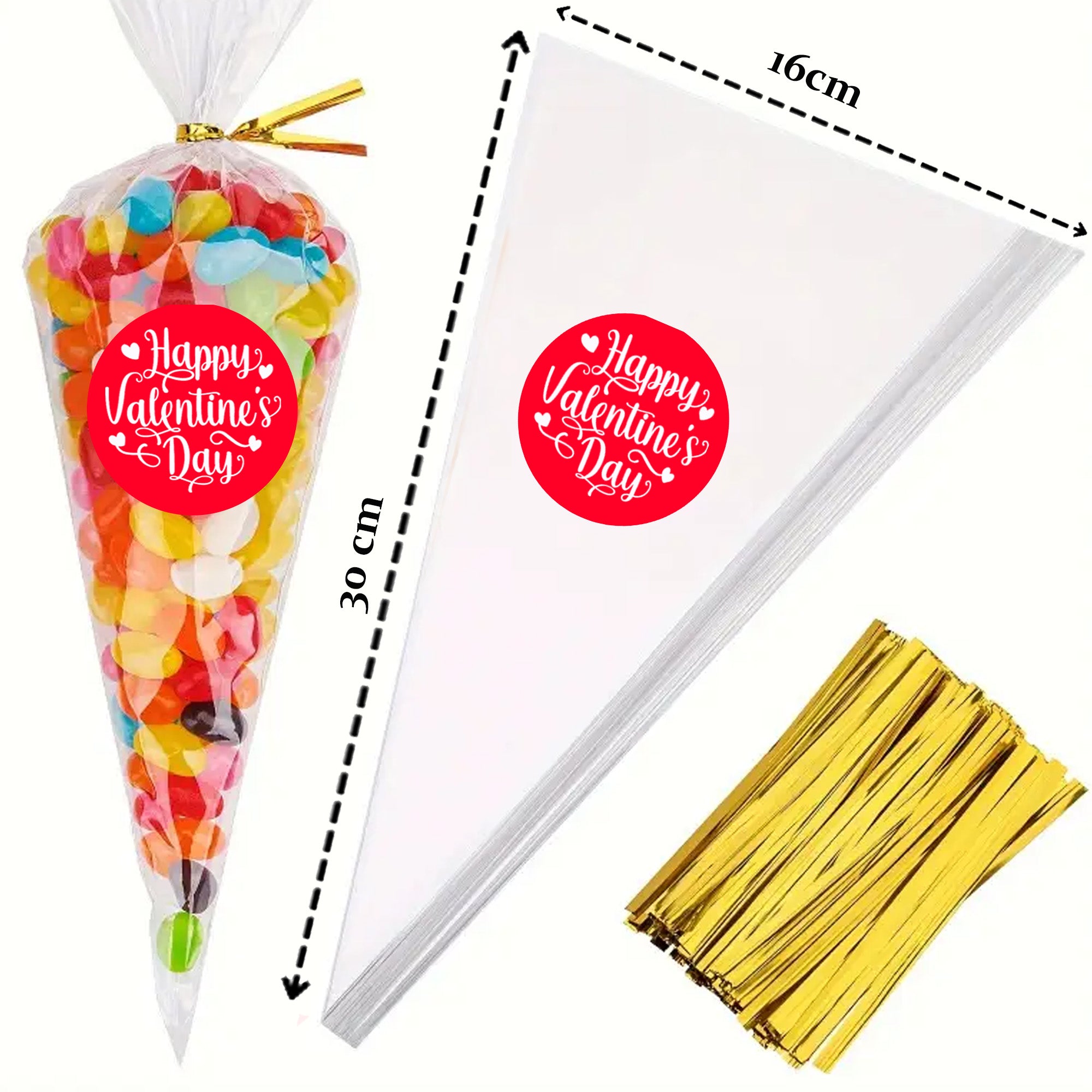 24 Happy Valentines Stickers - Wax Melts, Business Red, White Sticker Sweet Sweet Cone Bags