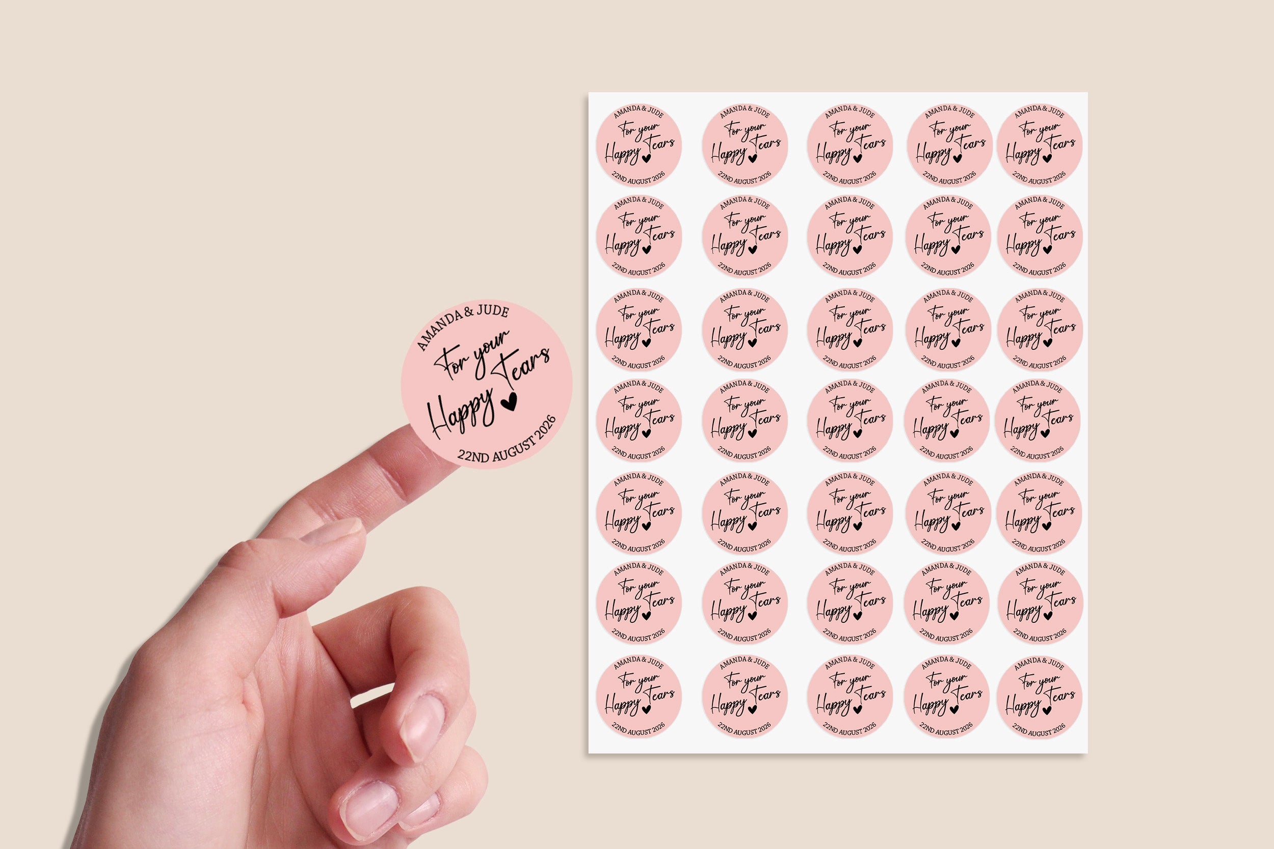 Personalised Happy Tears Tissue Stickers, Wedding Tissue Stickers, Wedding Tissue Stickers For Your Happy Tears Wedding Stickers