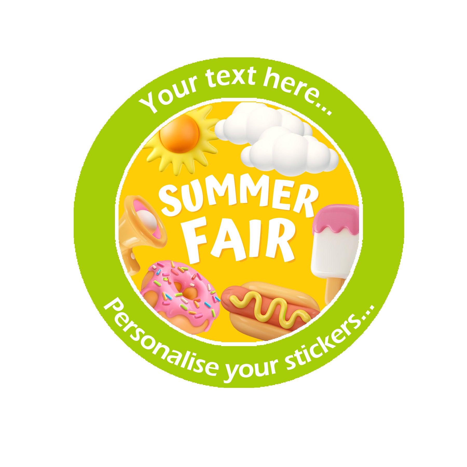 Personalised Summer Fair Stickers – Perfect for Party Bags & Gifts! Summer Gift Stickers - Thank you, Have a great Summer Fayre End of Year