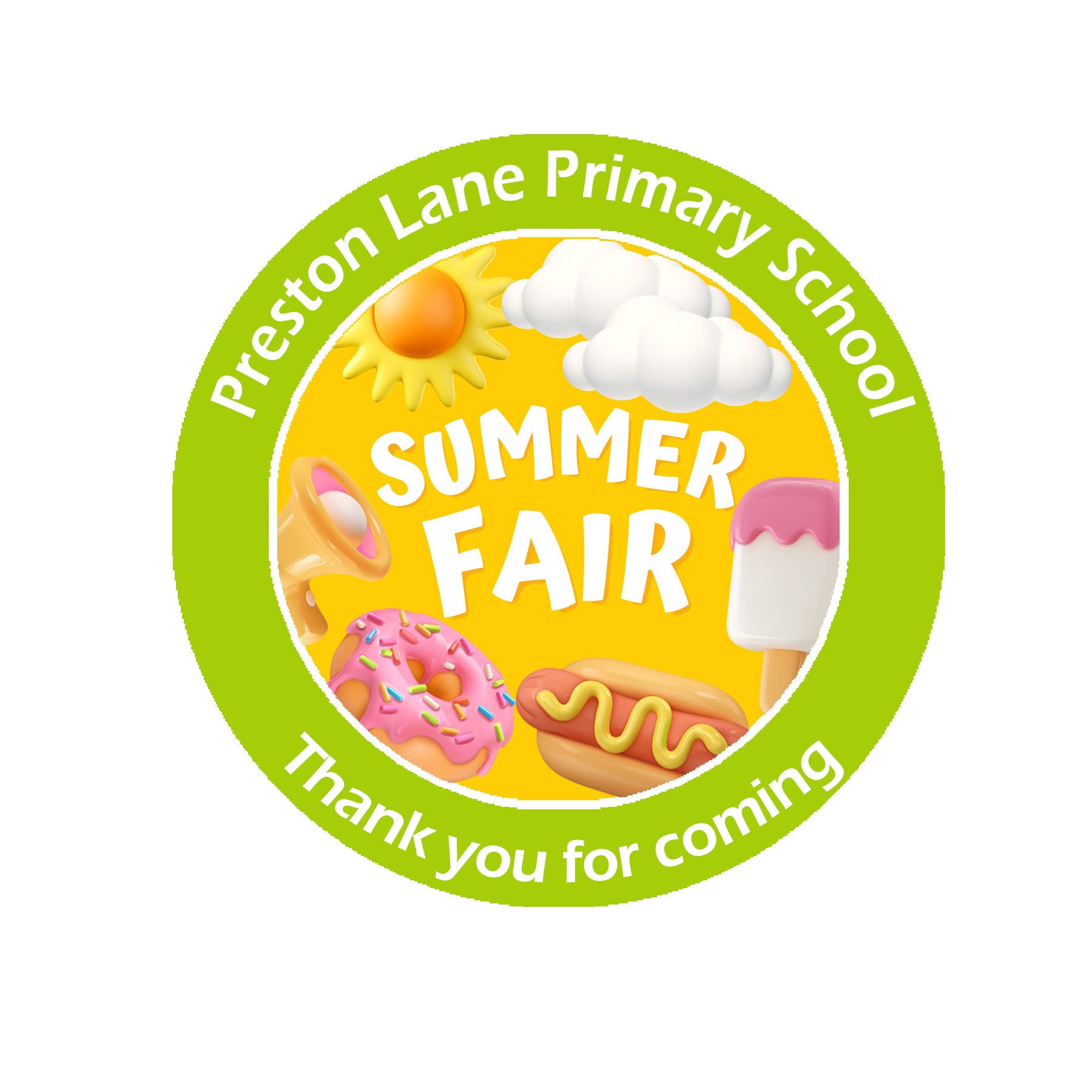 Personalised Summer Fair Stickers – Perfect for Party Bags & Gifts! Summer Gift Stickers - Thank you, Have a great Summer Fayre End of Year