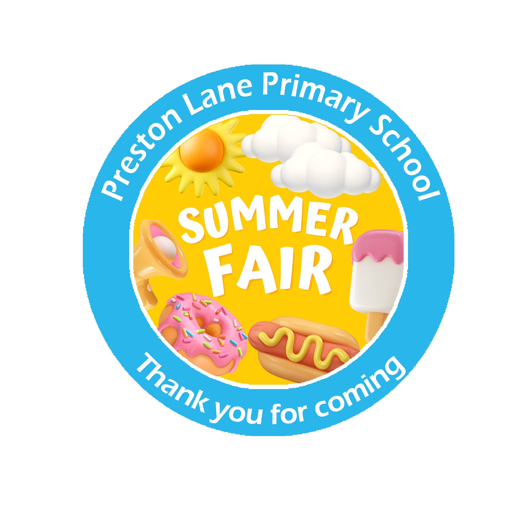 Personalised Summer Fair Stickers – Perfect for Party Bags & Gifts! Summer Gift Stickers - Thank you, Have a great Summer Fayre End of Year