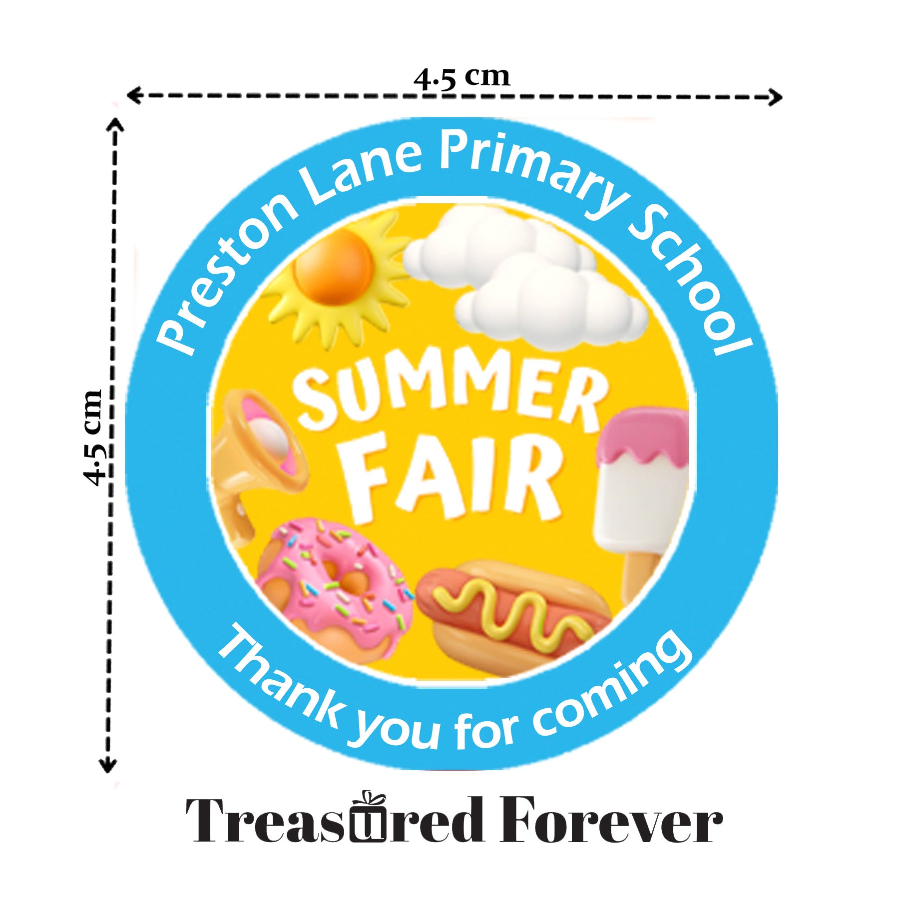 Personalised Summer Fair Stickers – Perfect for Party Bags & Gifts! Summer Gift Stickers - Thank you, Have a great Summer Fayre End of Year