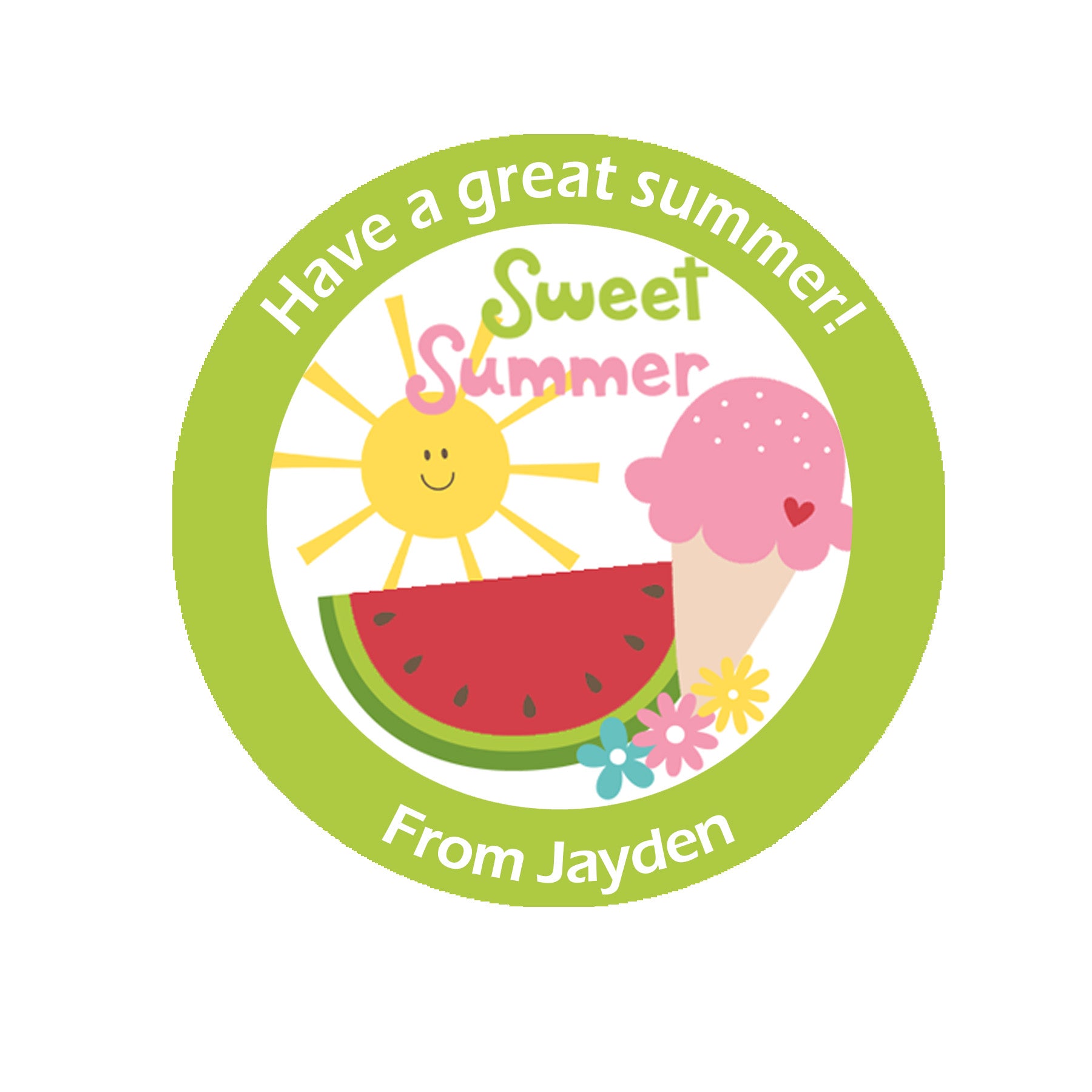 Personalised Stickers End of Term Summer Chocolate coins Gift Stickers - Thank you, Have a great Summer