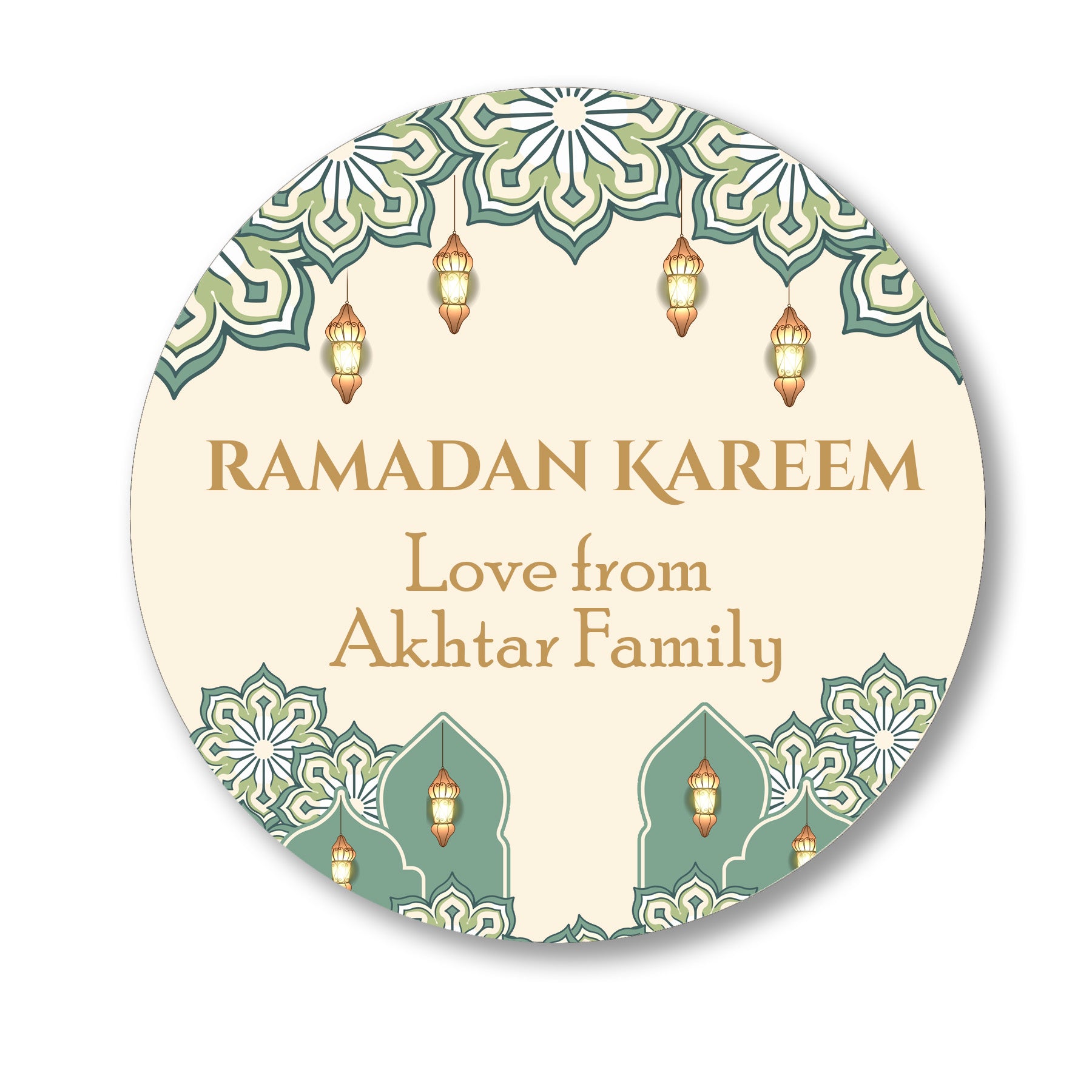Personalised Eid Mubarak & Ramadan Kareem Celebration sticker sheet - 35 round stickers, paper eid celebration stickers, Eid Mubarak labels