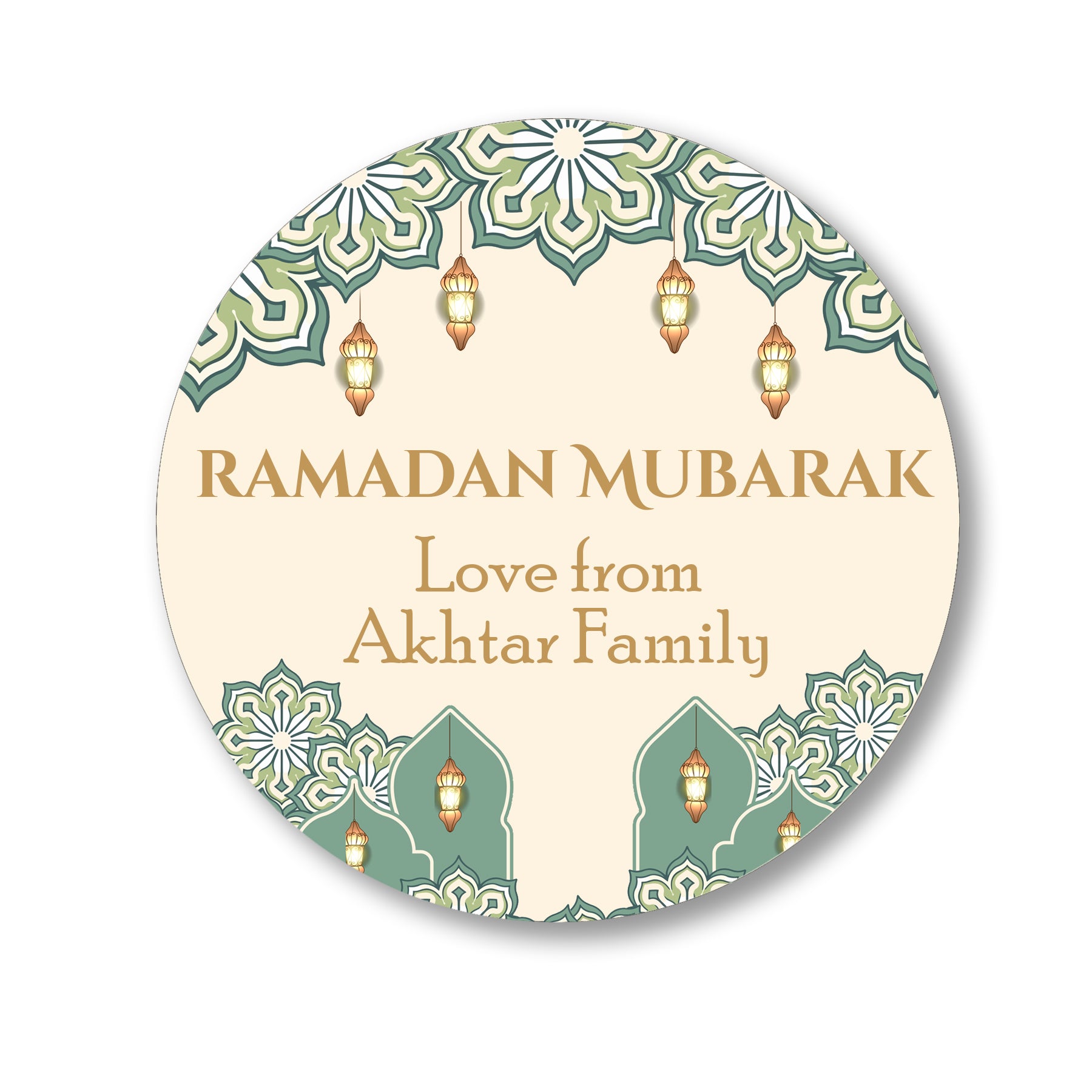 Personalised Eid Mubarak & Ramadan Kareem Celebration sticker sheet - 35 round stickers, paper eid celebration stickers, Eid Mubarak labels