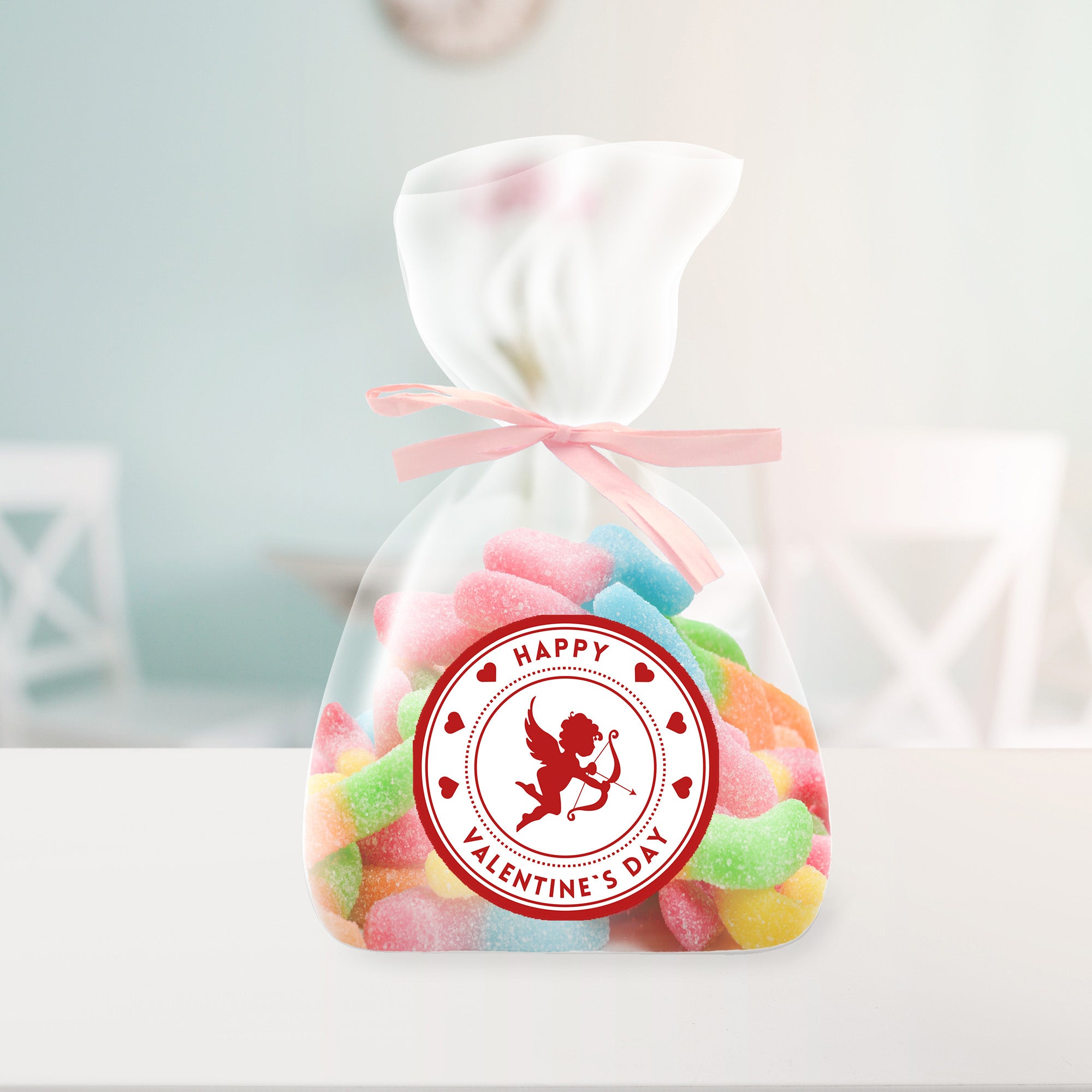 Happy Valentines Cupid Stickers - Wax Melts, Business Red, White Sticker Sweet Sweet Cone Bags - 24 or 35 - various options