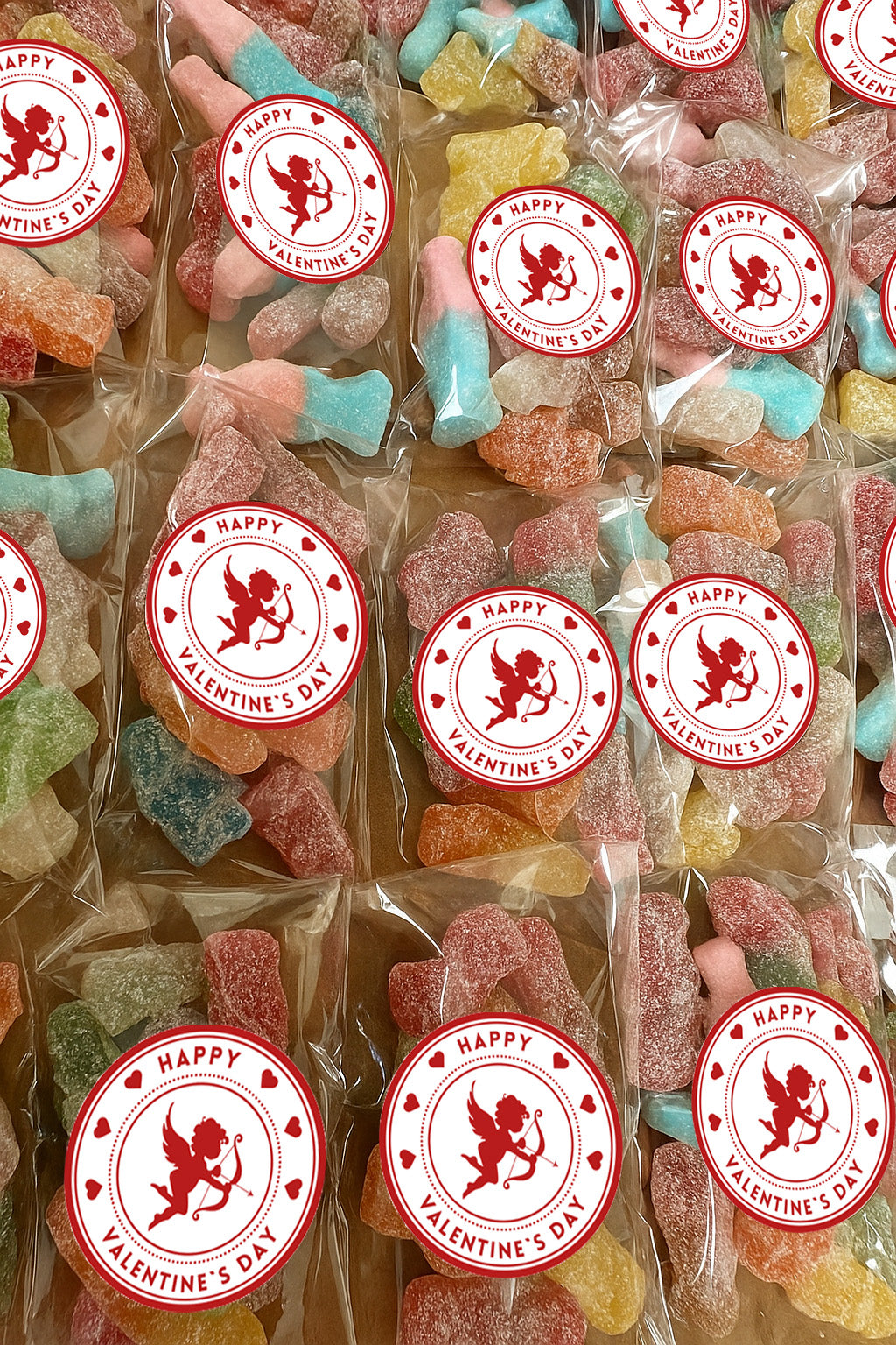 Valentineās Day Sweet Bags | Pre-Filled Vegan Favour Bags with Stickers Corporate Events Trade Show Giveaways Staff Treats | School Gifts