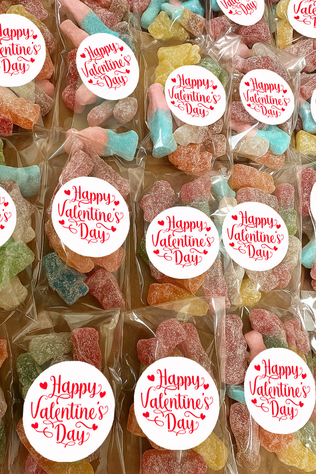Valentineās Day Sweet Bags | Pre-Filled Vegan Favour Bags with Stickers Corporate Events Trade Show Giveaways Staff Treats | School Gifts