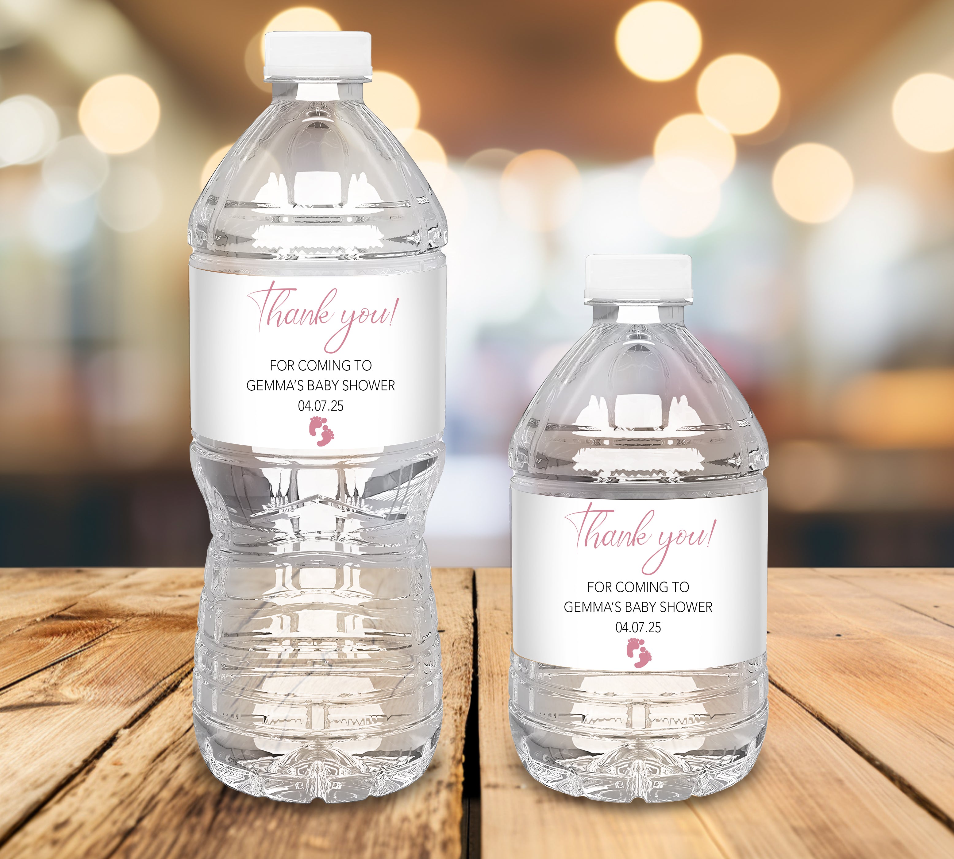 Personalised Baby Shower Water Bottle Labels – Thank You Waterproof Stickers, Baby Shower Favors, Custom Party Decor, Minimalist Design