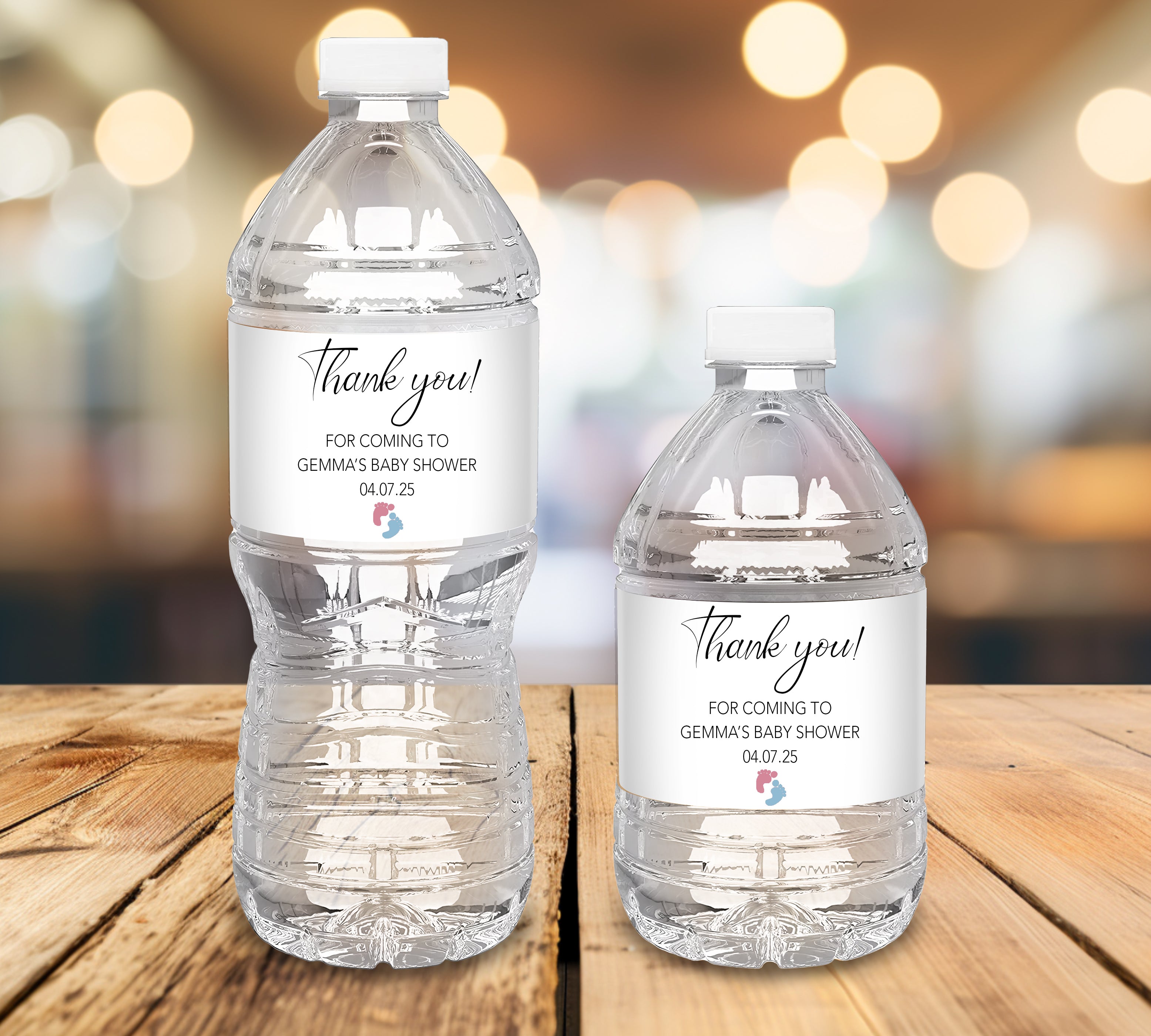 Personalised Baby Shower Water Bottle Labels – Thank You Waterproof Stickers, Baby Shower Favors, Custom Party Decor, Minimalist Design