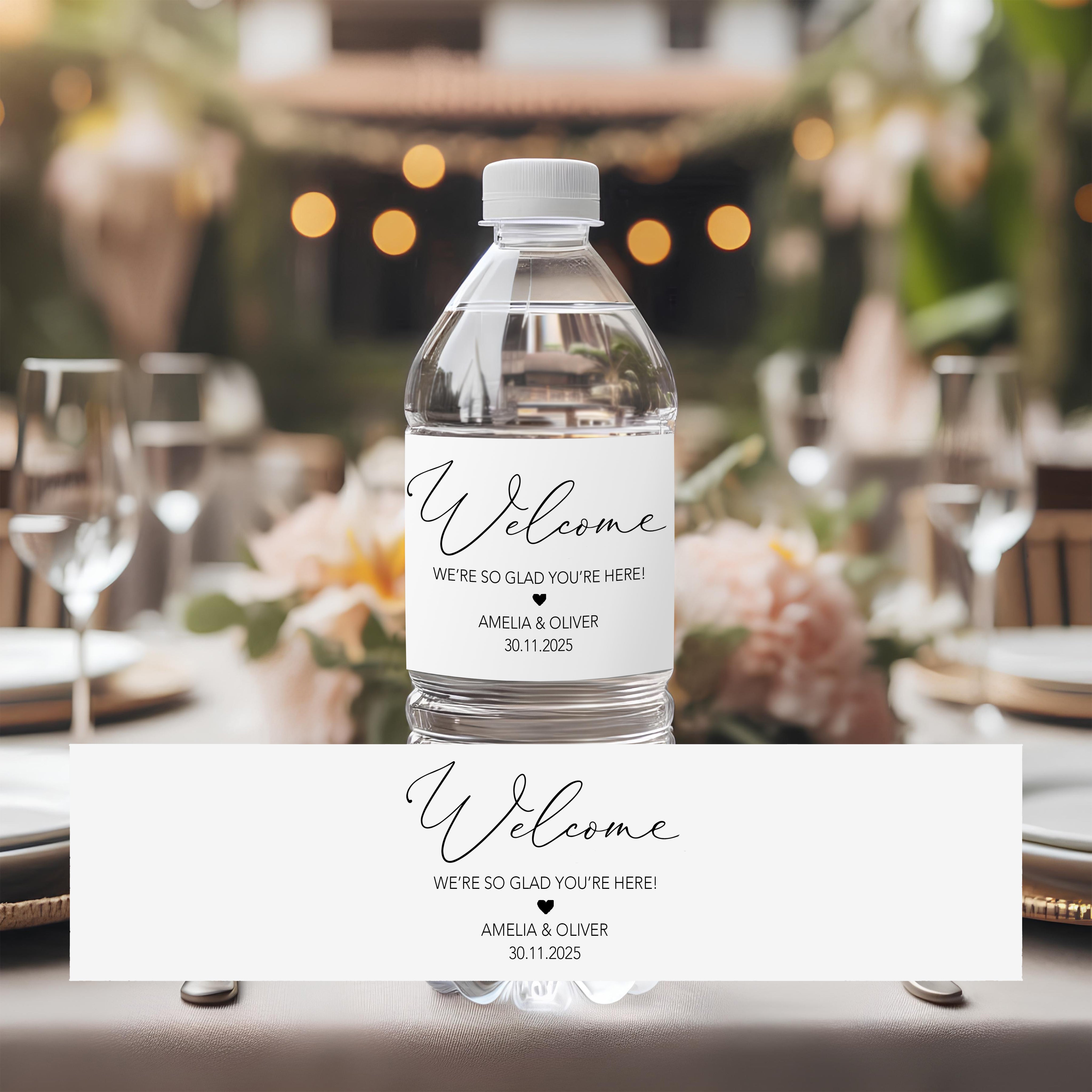 Personalised Wedding Water Bottle Labels – Thank You Water Bottle Labels, Personalised Waterproof Label, Wedding Welcome Bags, Minimalist
