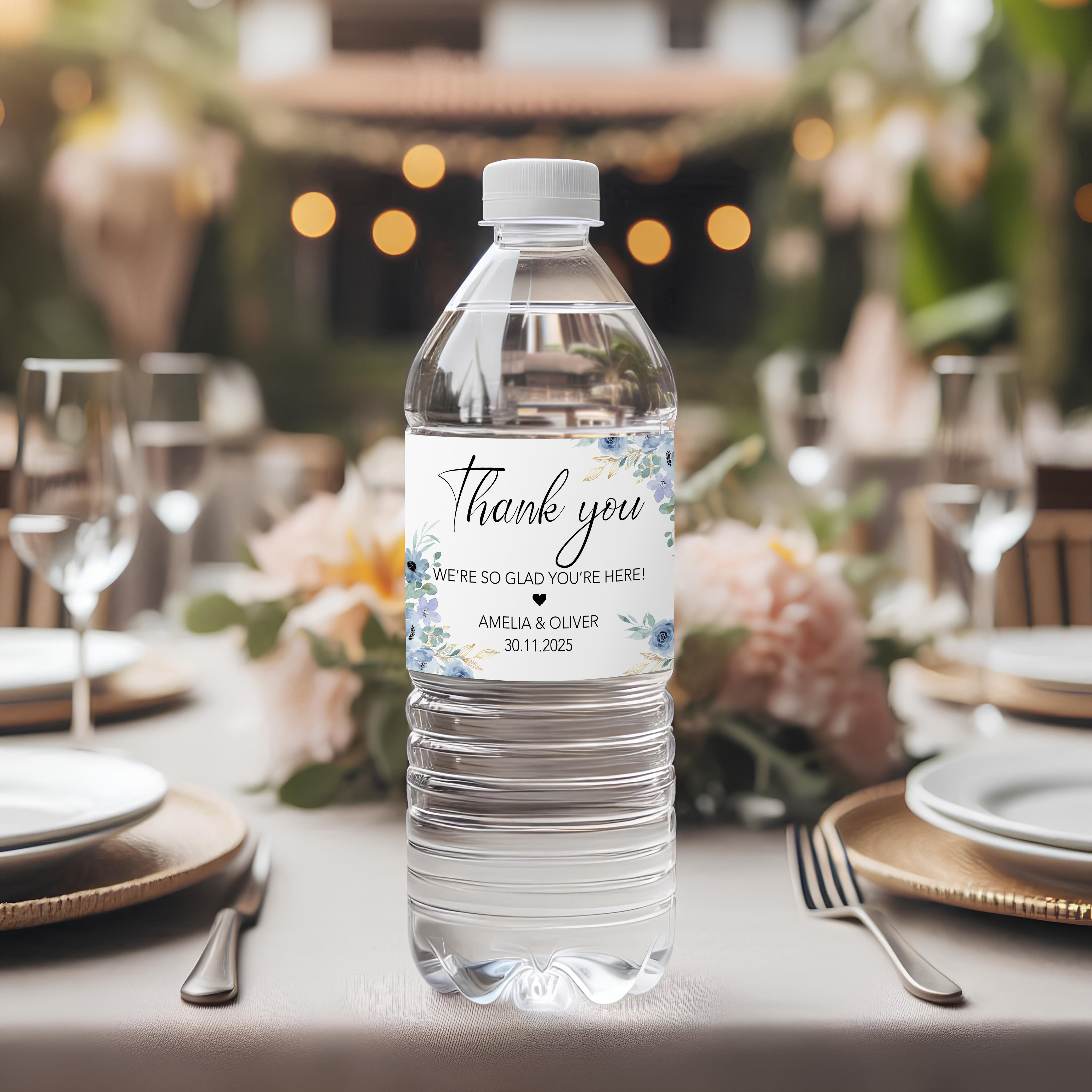 Personalised Wedding Water Bottle Labels – Thank You Water Bottle Labels, Personalised Waterproof Label, Wedding Welcome Bags, Minimalist Floral