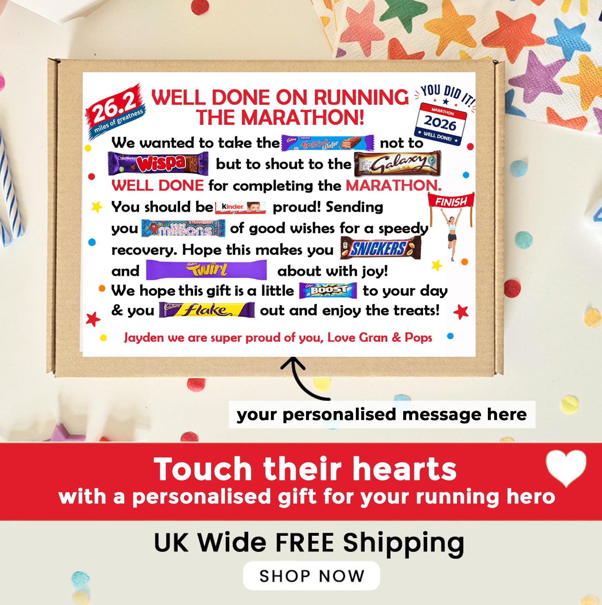 Personalised Marathon Chocolate Gift Box | Running Gift | Marathon Finisher Present