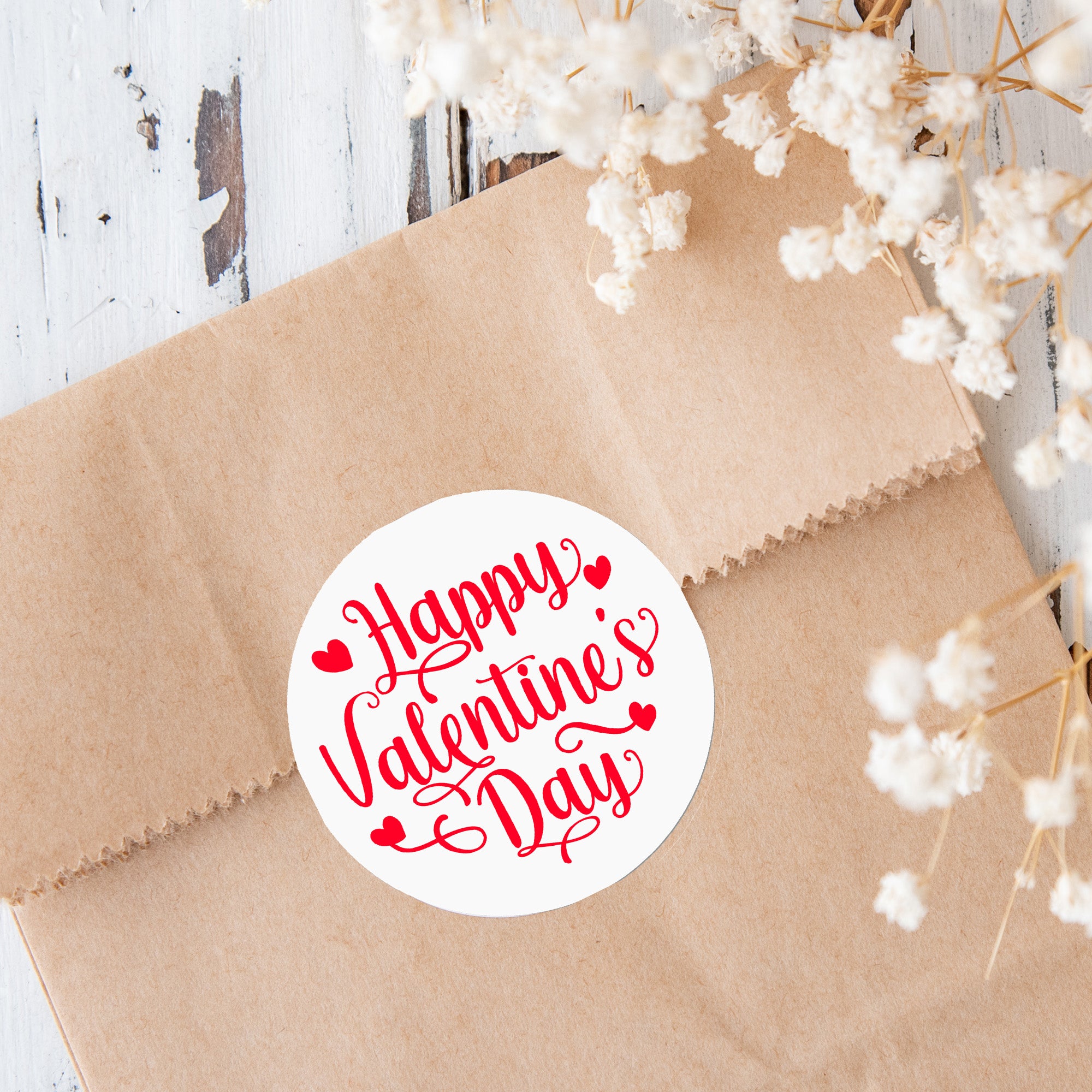 24 Happy Valentines Stickers - Wax Melts, Business Red, White Sticker Sweet Sweet Cone Bags