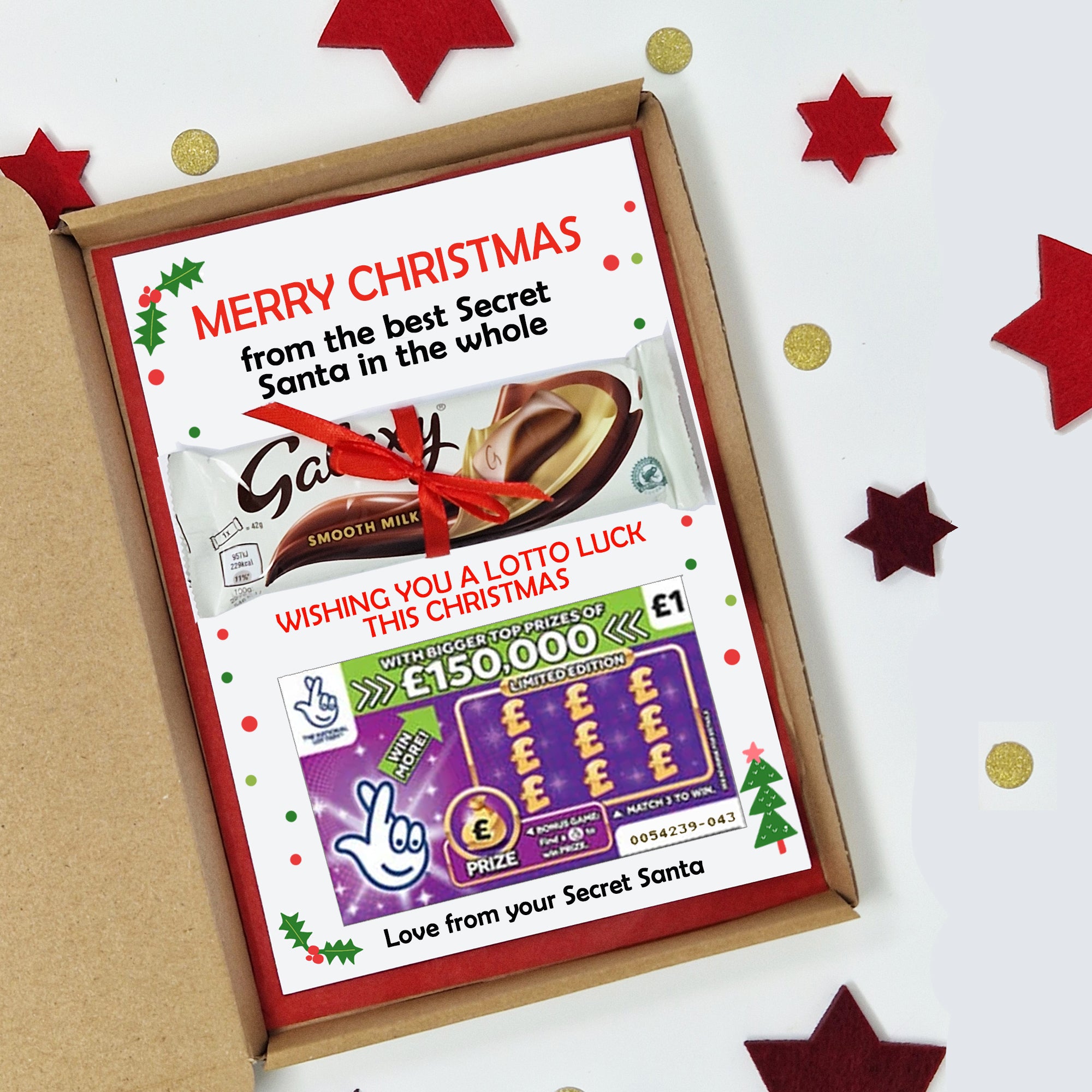 Unique Secret Santa Gift – Poem Box or Galaxy Chocolate & Lottery Scratchcard Holder Unique gift Chocolate poem gift