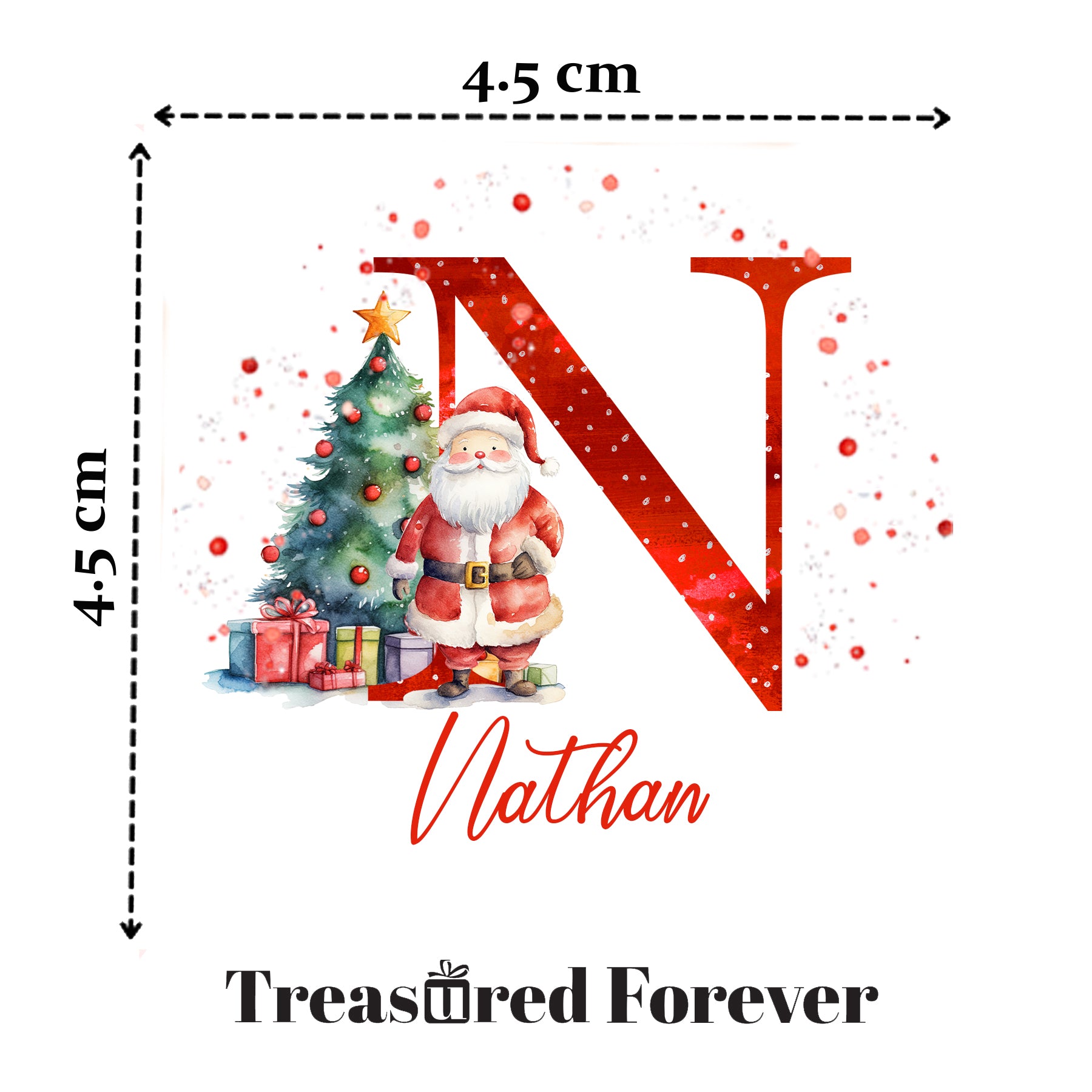 24 Personalised Christmas Initial Stickers, Christmas Gift Labels, Tag Labels