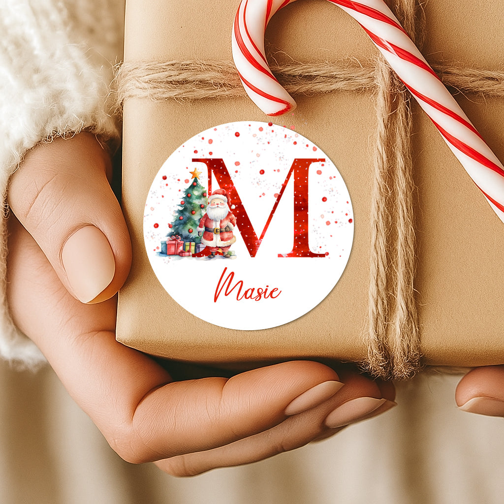 24 Personalised Christmas Initial Stickers, Christmas Gift Labels, Tag Labels