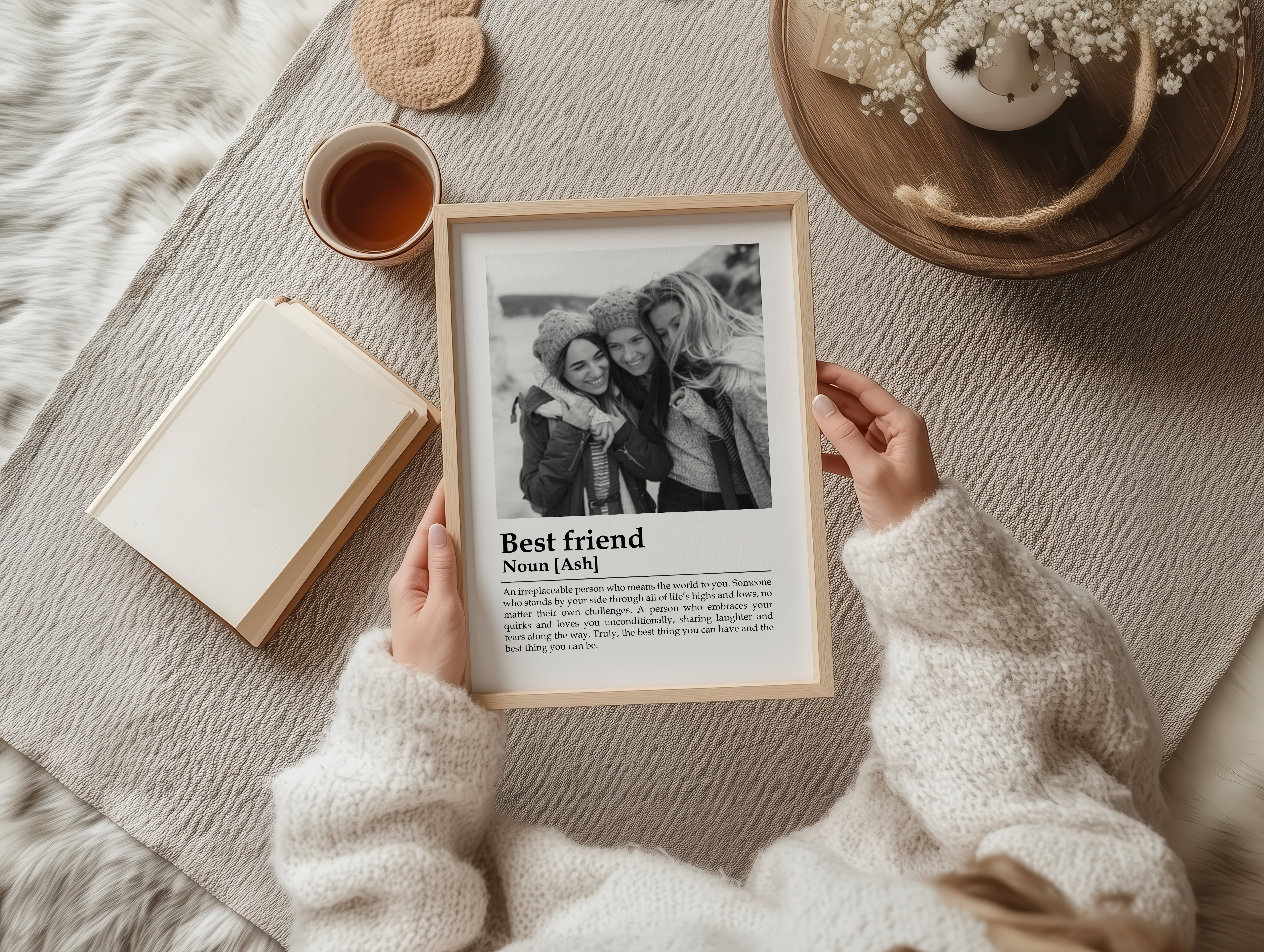 Personalised Best Friend Bestie Definition Print – Custom Photo Gift, Birthday Present, Wall Art with Quote, Unique Best Friend Keepsake