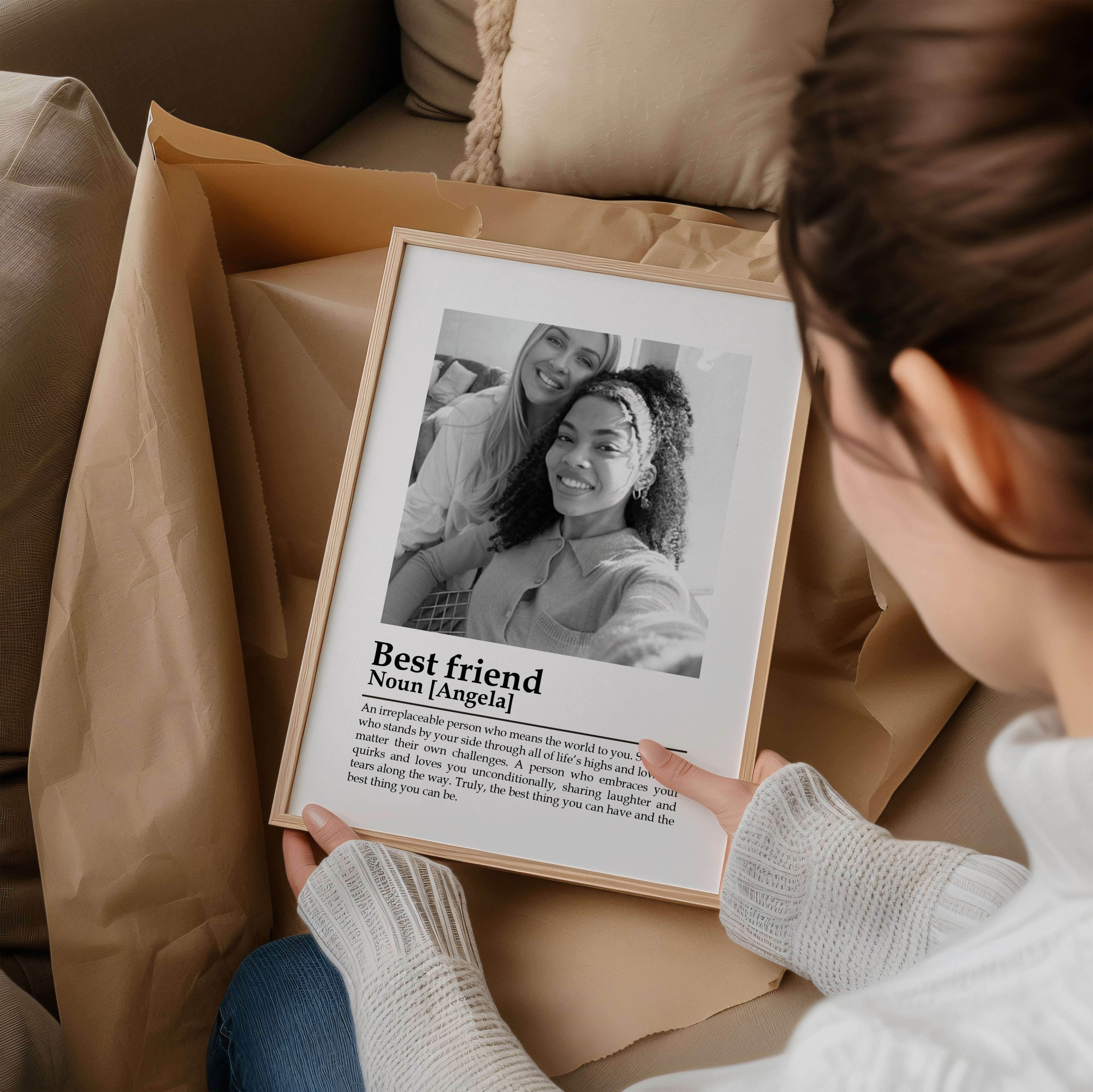 Personalised Best Friend Bestie Definition Print – Custom Photo Gift, Birthday Present, Wall Art with Quote, Unique Best Friend Keepsake