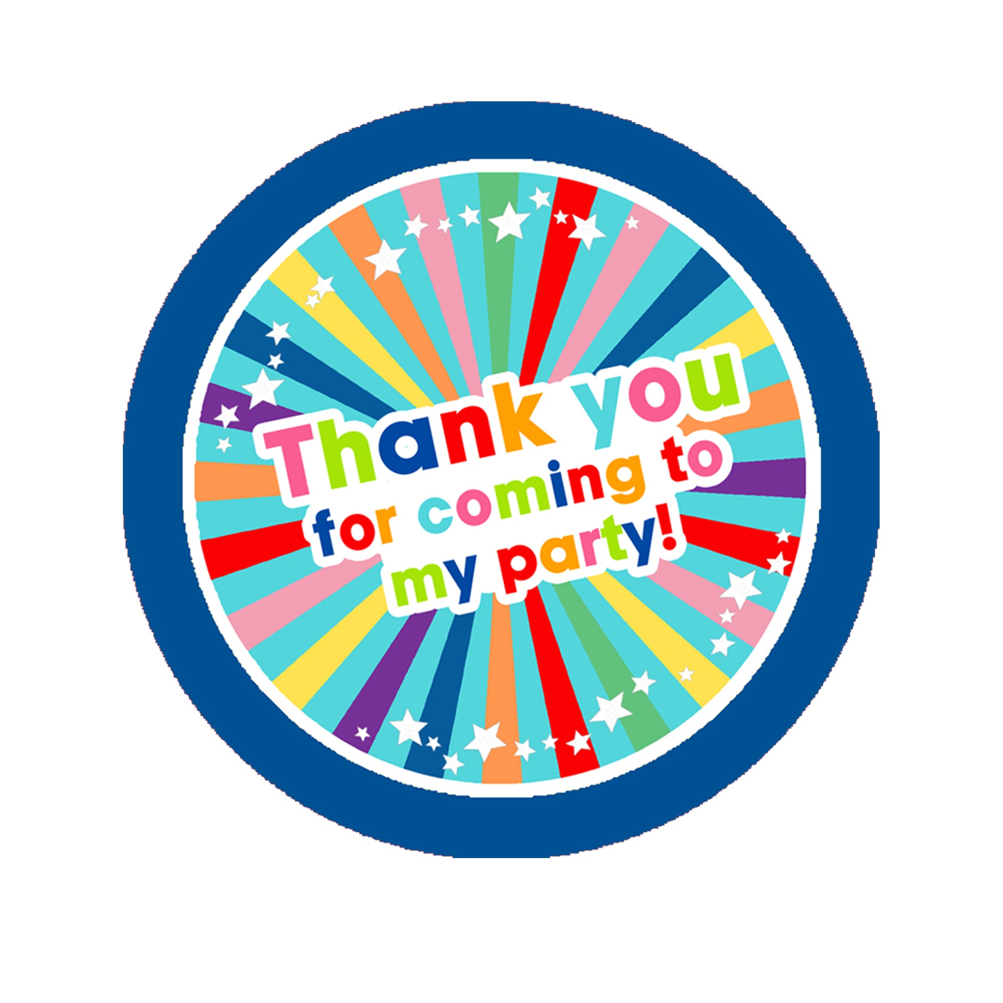 Birthday Thank you Stickers Thank You for coming to my Party Stickers for Sweet Cone Bags Favours Bright Fun