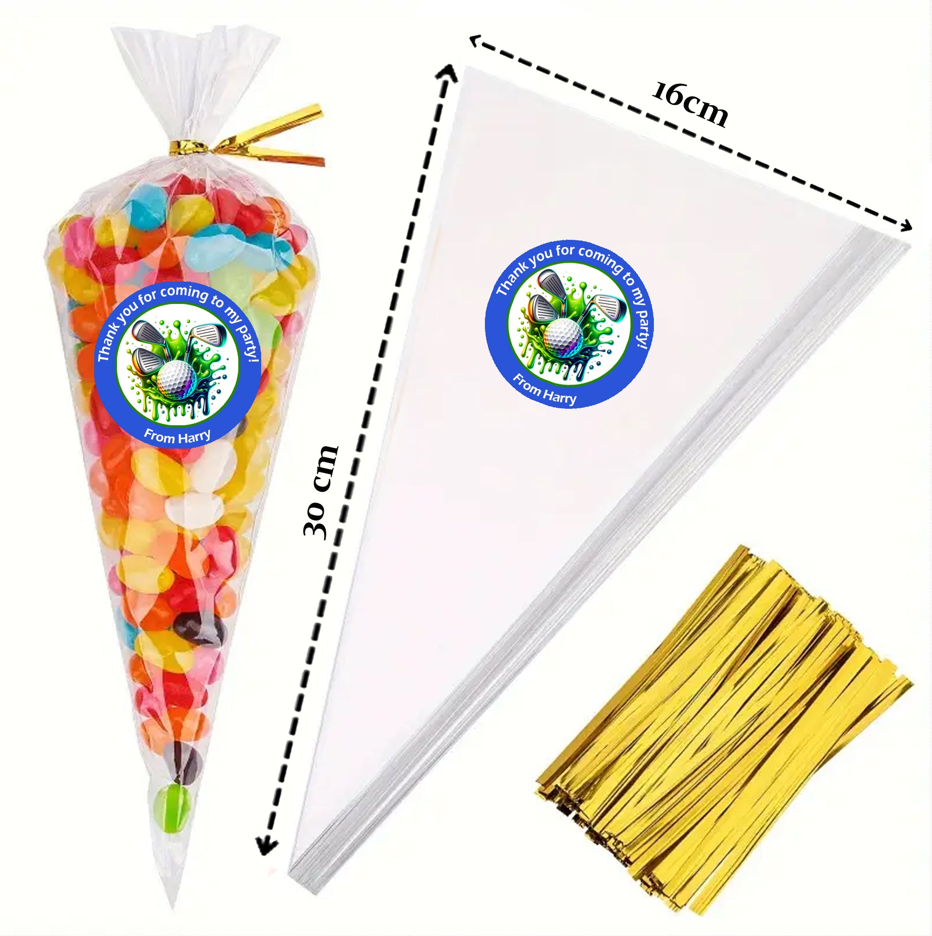 24 x Personalised Golf Party Stickers β 45mm Round Labels for Party Bags, Favours or Sweet Cones β Golf Themed Birthday Decoration