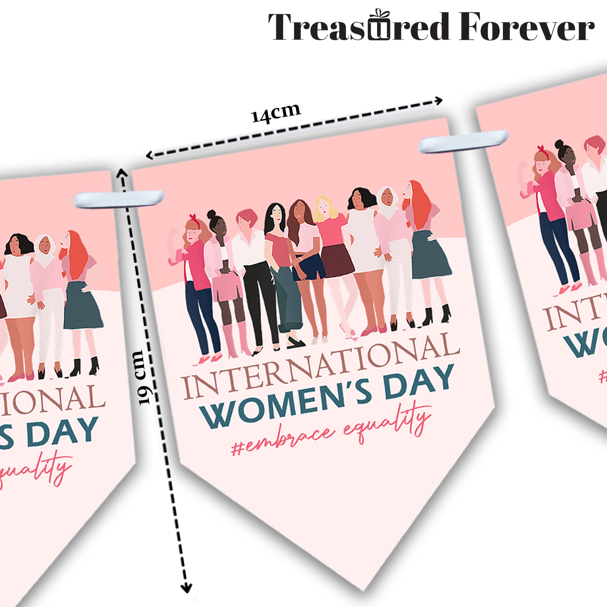 International Women's Day Bunting | 12-Flag Set (Approx. 2.5m) | Women's Day Decor | Celebration Banner | Women's Day Party Decoration women