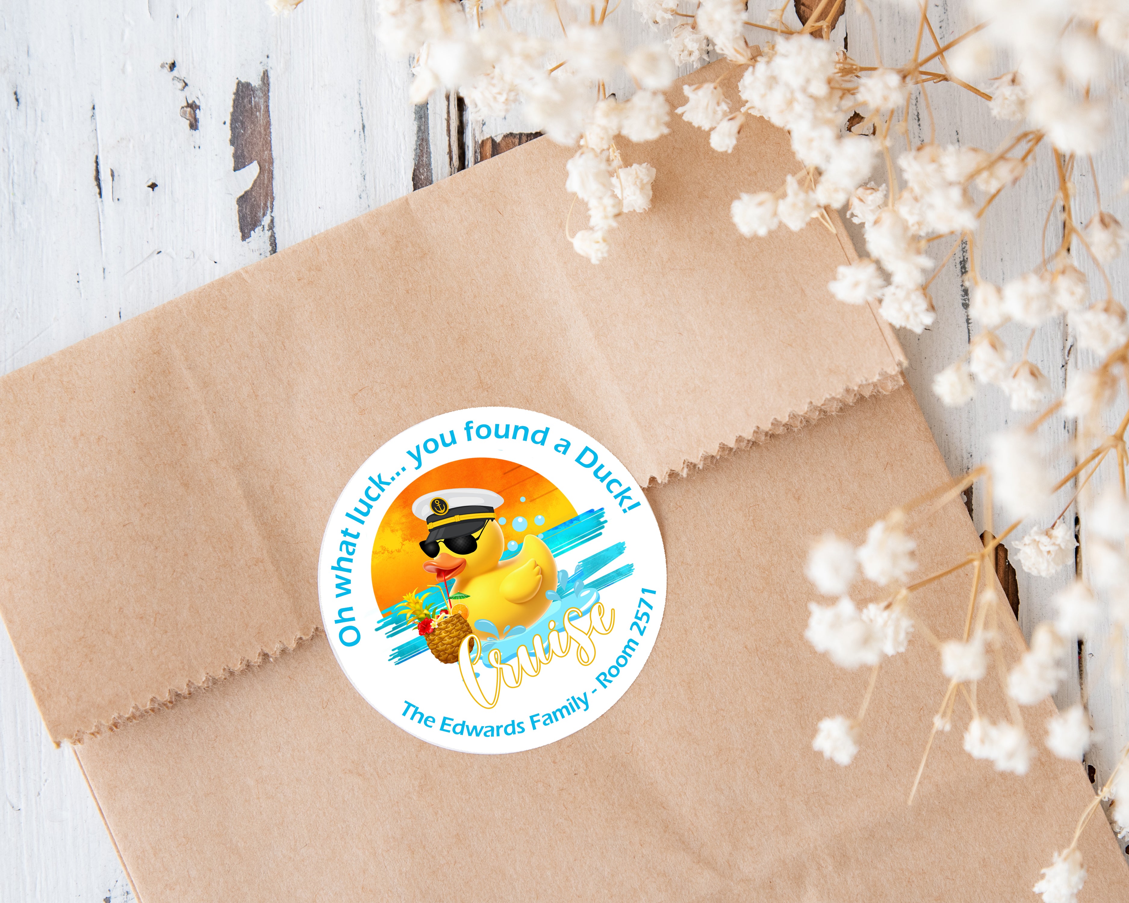 Personalised Duck Tag Stickers Cruising Duck Carnival Royal Caribbean Disney Cruise NCL Rubber Duckie Cute Gifts For Cruise 24/35 stickers