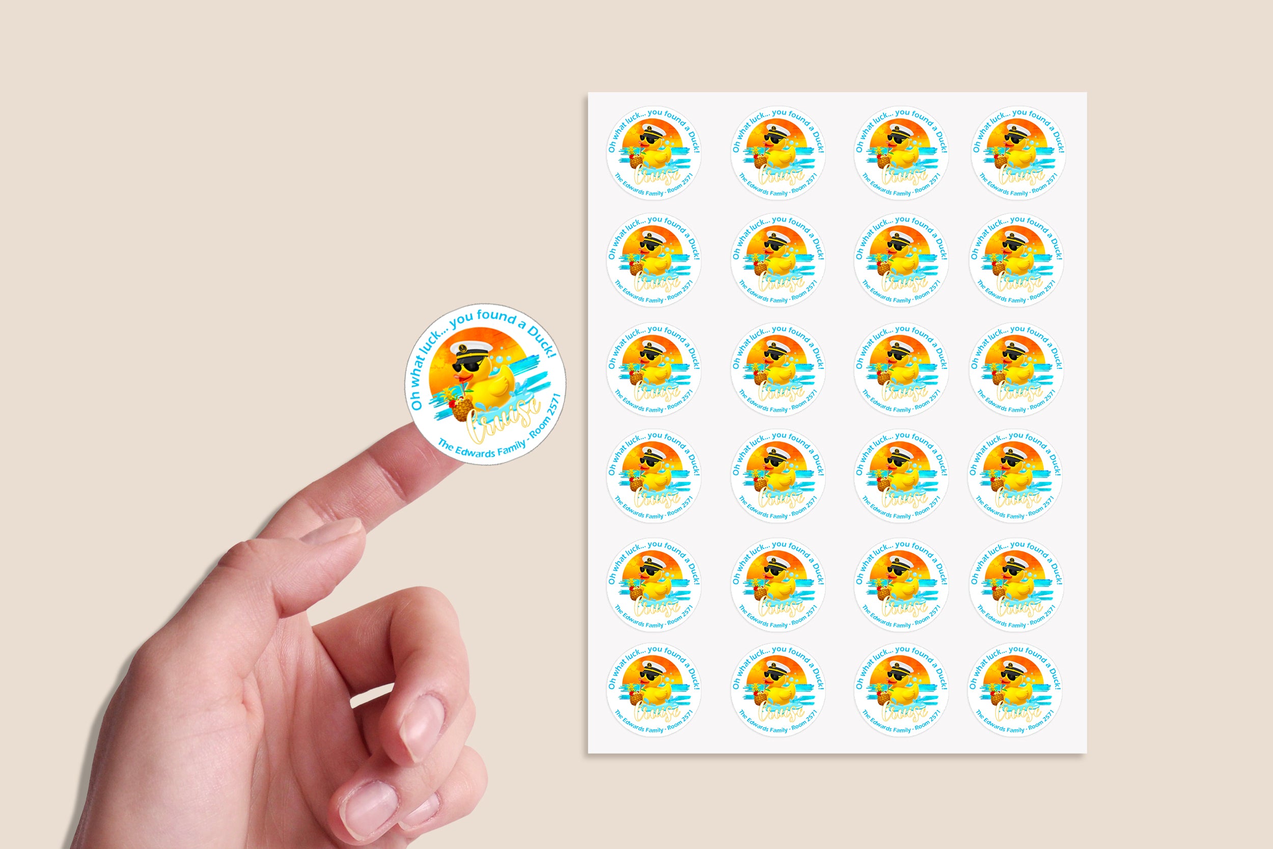 Personalised Duck Tag Stickers Cruising Duck Carnival Royal Caribbean Disney Cruise NCL Rubber Duckie Cute Gifts For Cruise 24/35 stickers
