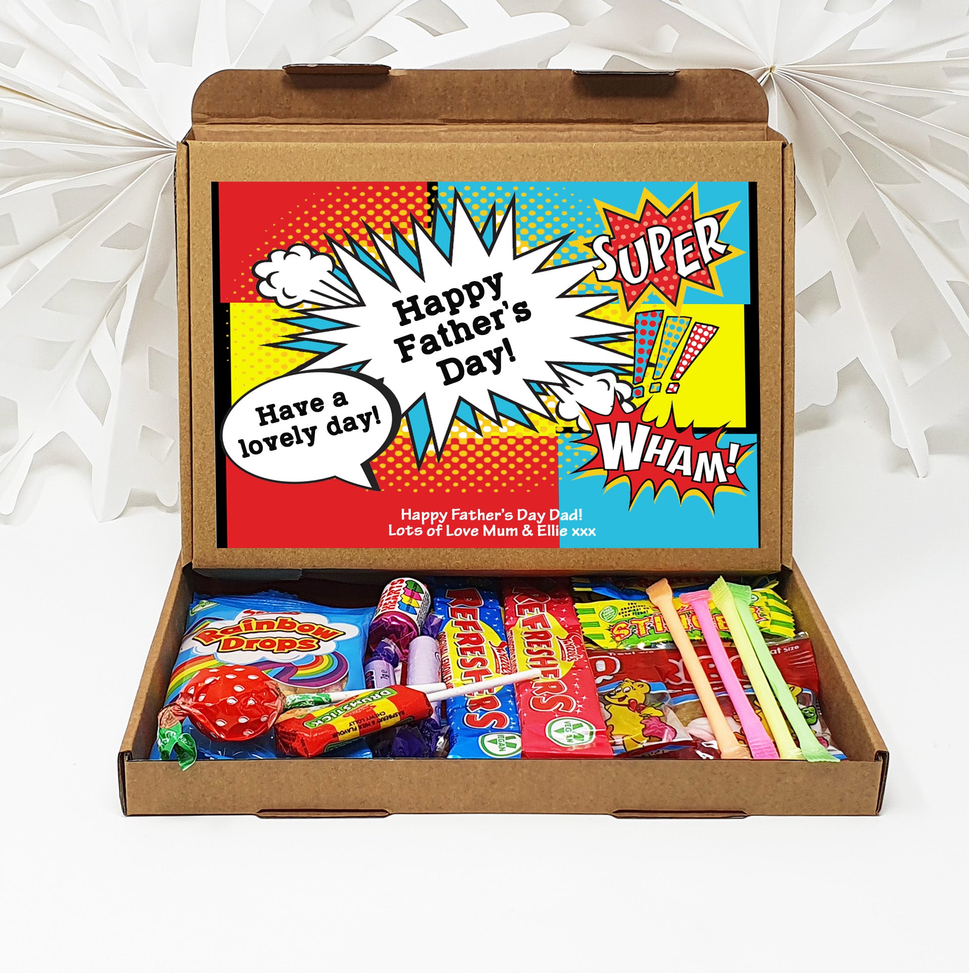 Fathers day Super Hero Hug in a box, Gift, Tea Lover, Afternoon tea, hamper gift, gift for friend, any age, Chocolate Sweets