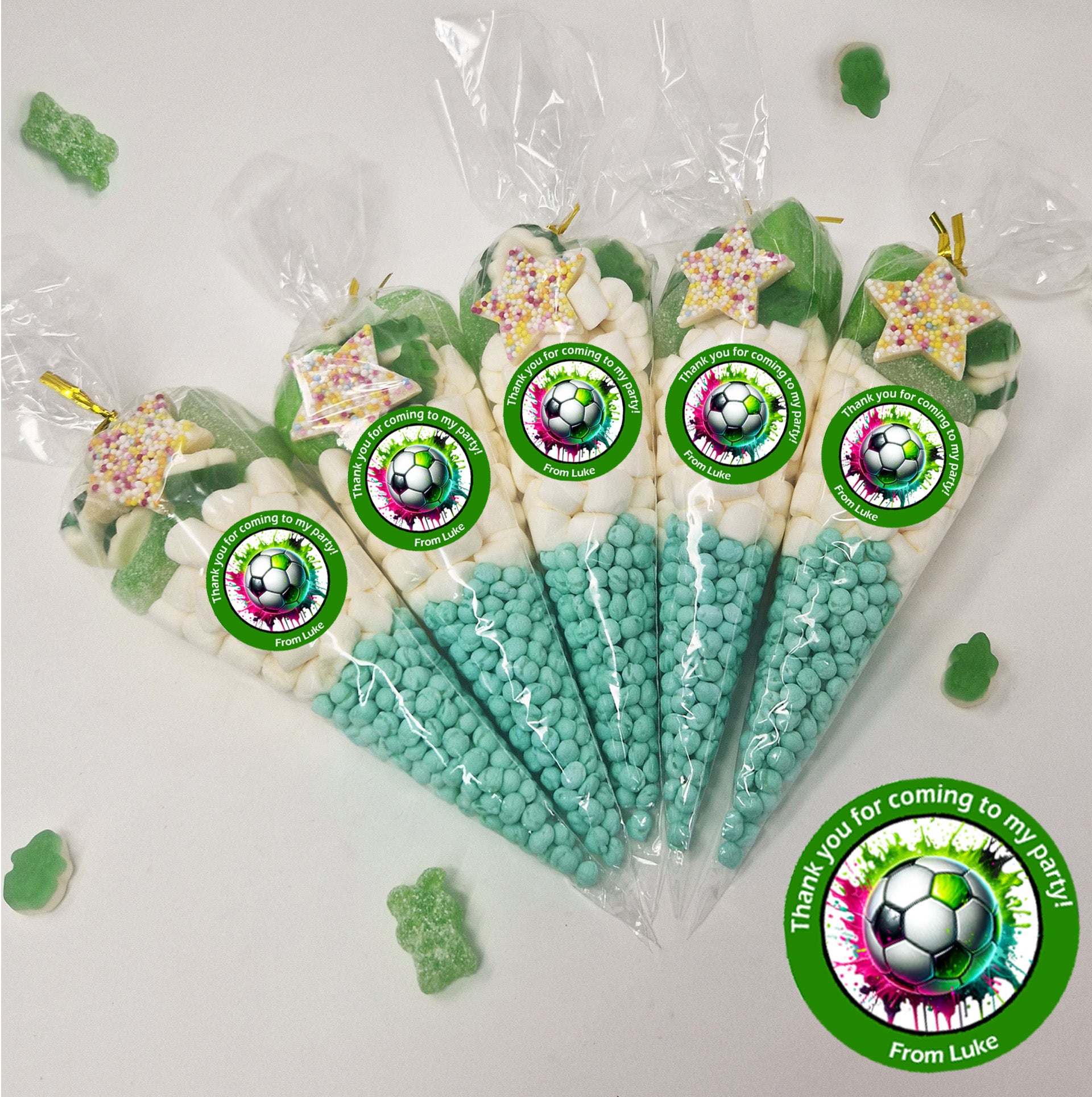 Personalised Football Footy inspired Sweet Cones| Pick and Mix Sweet Pouches | Thank you favours party bags | Team gift | Club gift