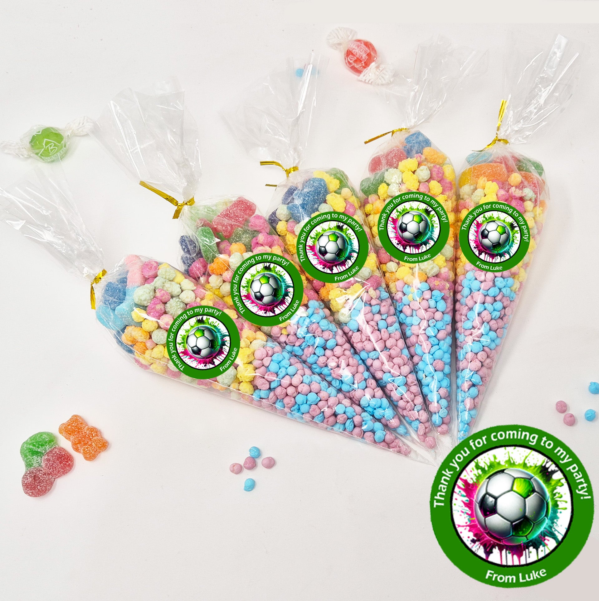 Personalised Football Footy inspired Sweet Cones| Pick and Mix Sweet Pouches | Thank you favours party bags | Team gift | Club gift