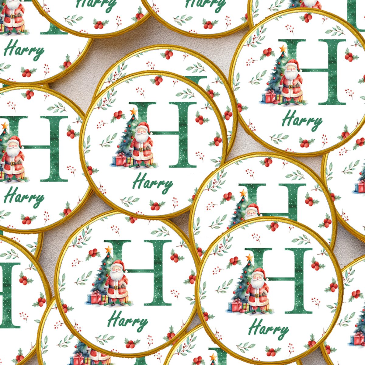 24 Personalised Christmas Initial Stickers, Christmas Gift Labels, Tag Labels