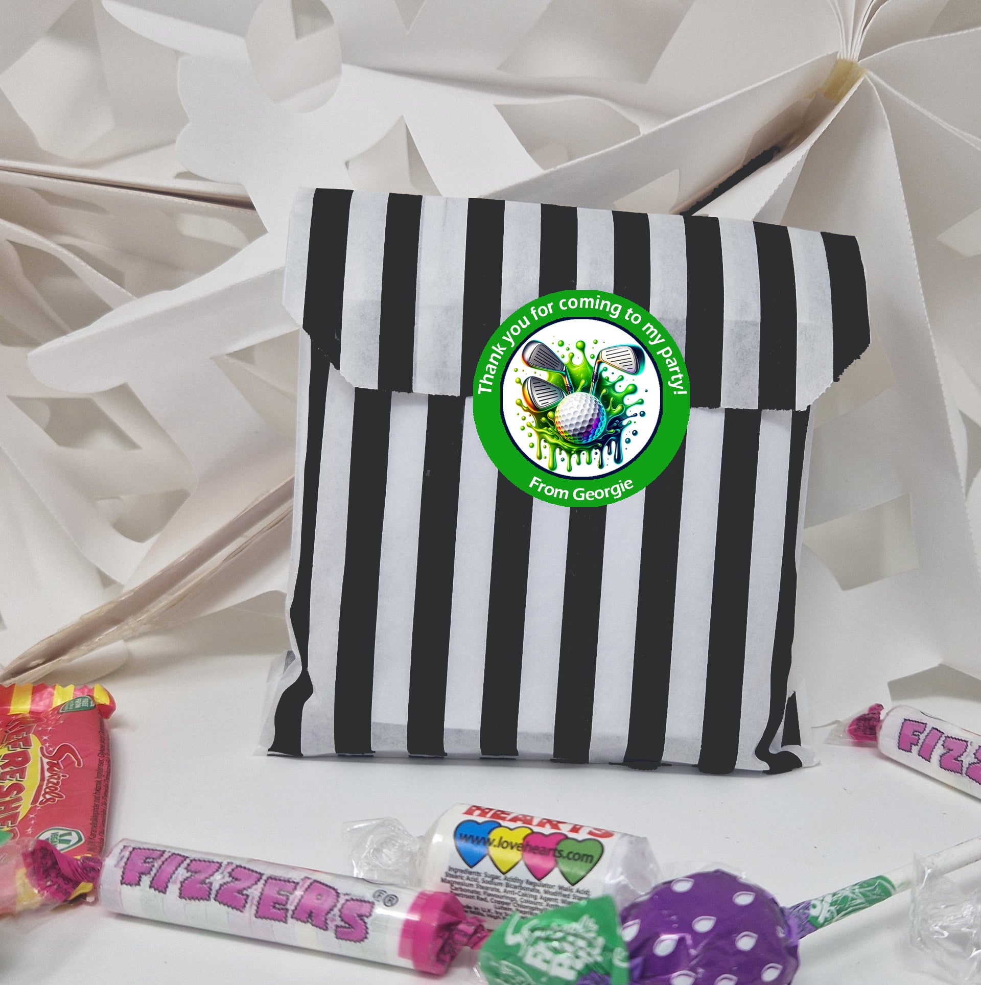 24 x Personalised Golf Party Stickers β 45mm Round Labels for Party Bags, Favours or Sweet Cones β Golf Themed Birthday Decoration