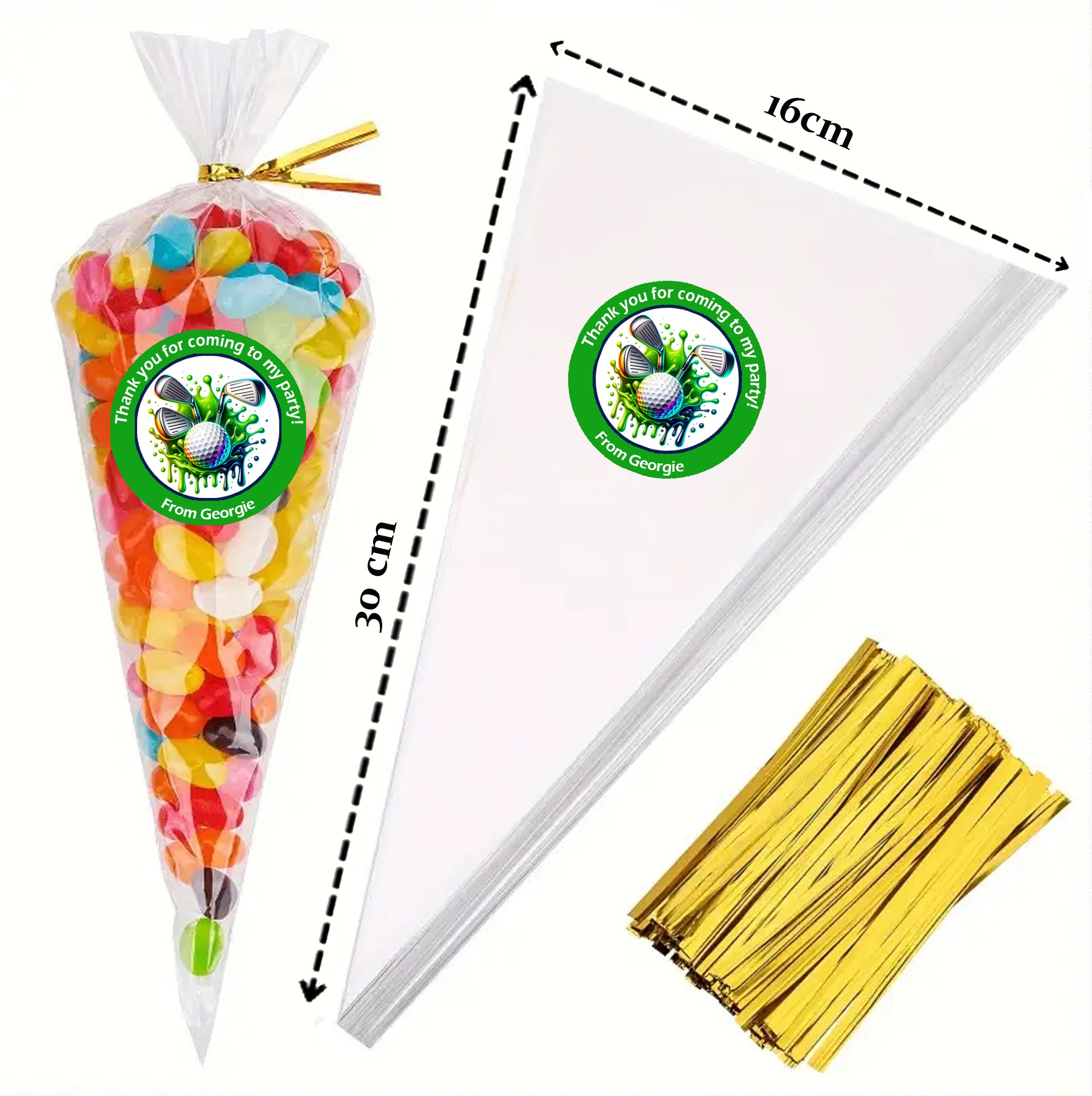 24 x Personalised Golf Party Stickers β 45mm Round Labels for Party Bags, Favours or Sweet Cones β Golf Themed Birthday Decoration