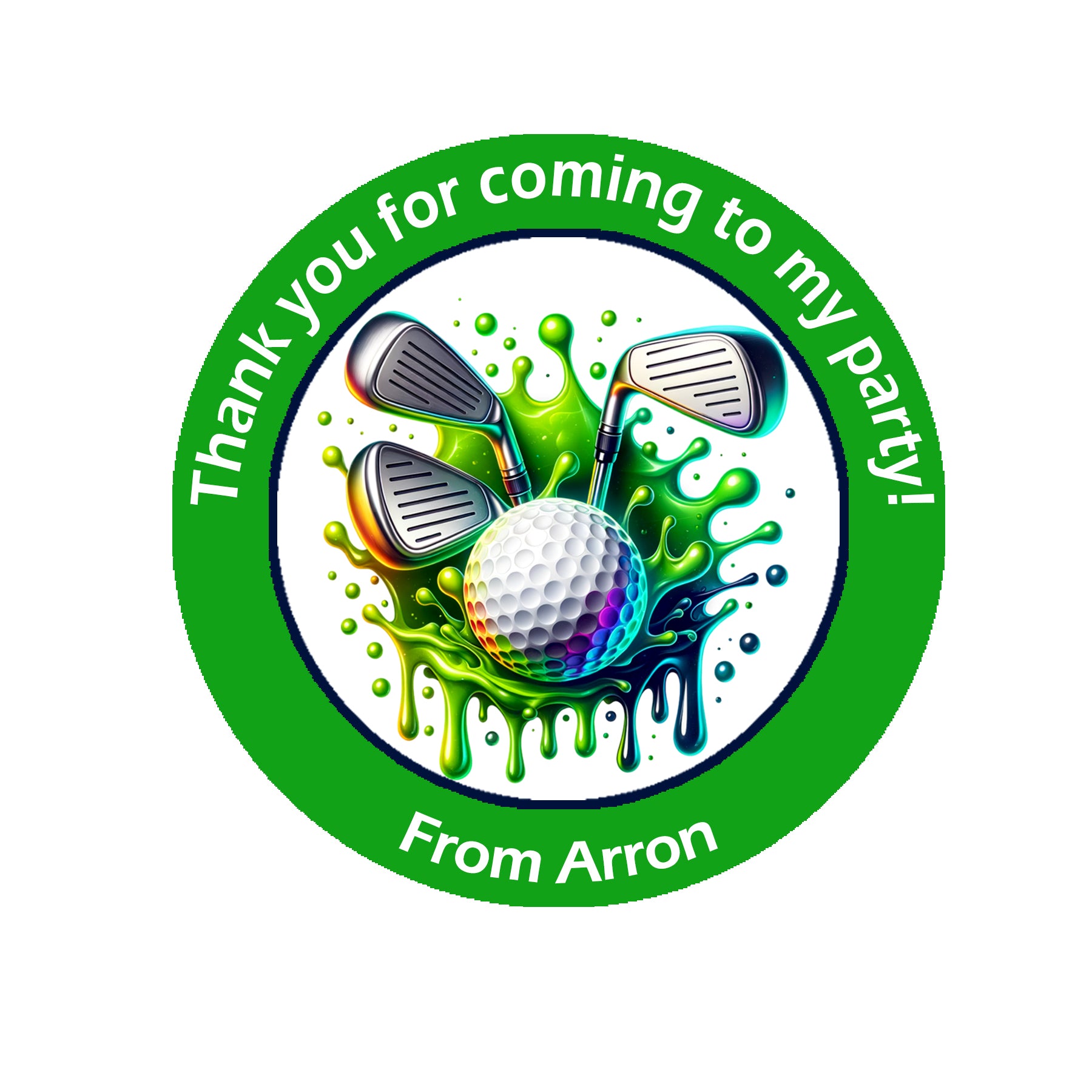 24 x Personalised Golf Party Stickers β 45mm Round Labels for Party Bags, Favours or Sweet Cones β Golf Themed Birthday Decoration