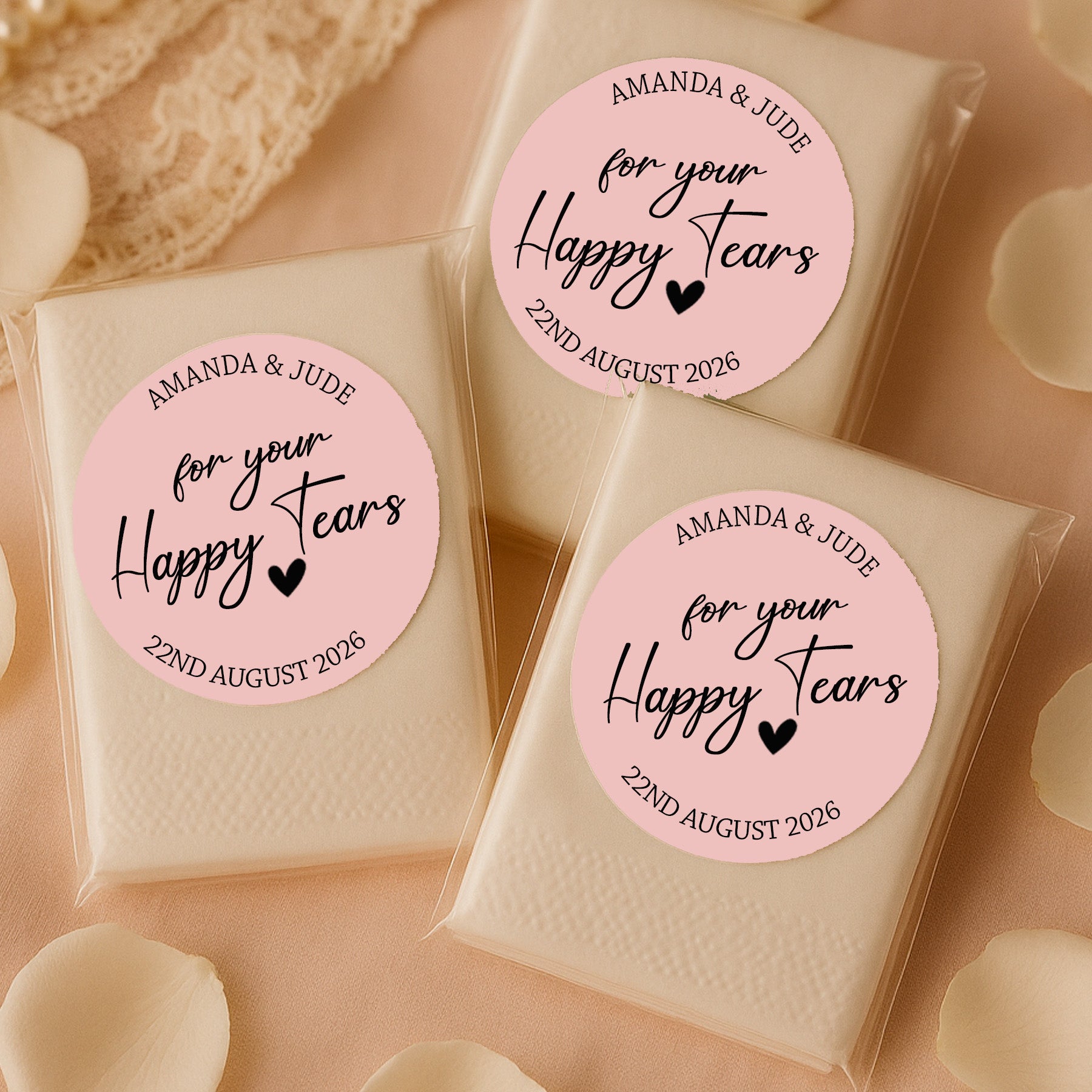 Personalised Happy Tears Tissue Stickers, Wedding Tissue Stickers, Wedding Tissue Stickers For Your Happy Tears Wedding Stickers