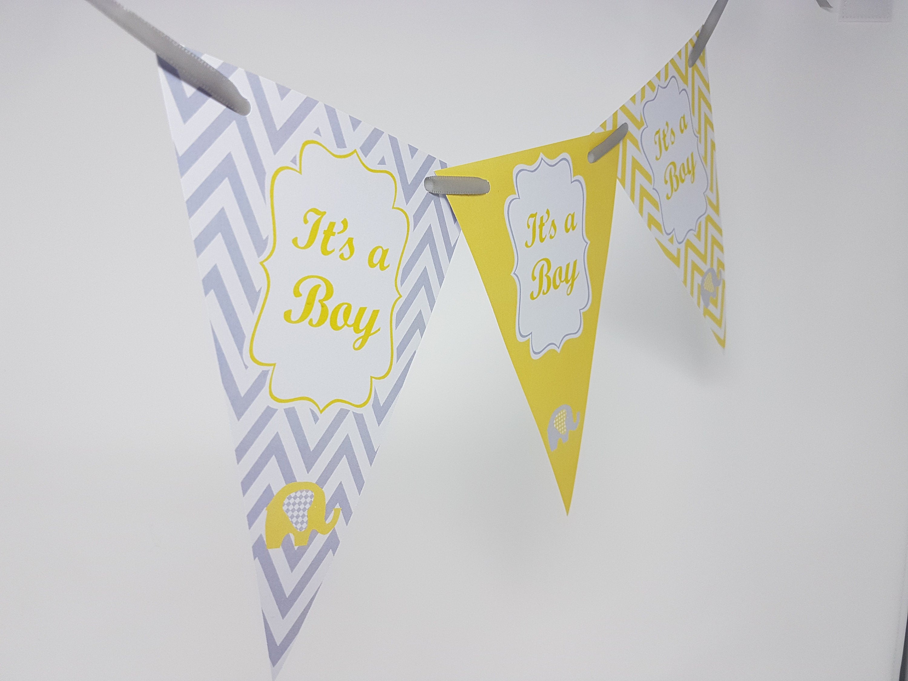 Personalised New Baby Banner Shower Bunting Banner Decoration Chevron Flags Its a Boy Its a Girl