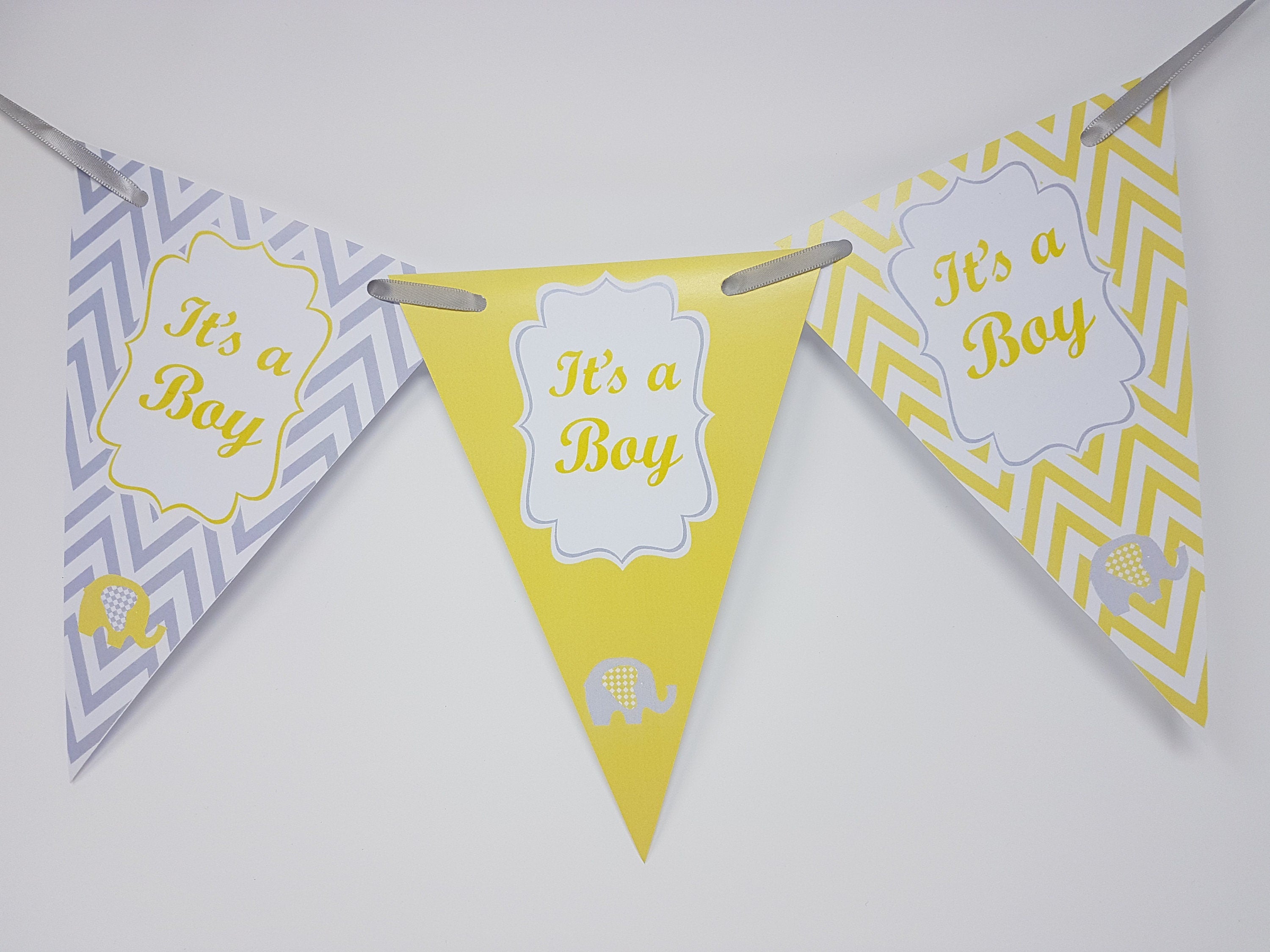 Personalised New Baby Banner Shower Bunting Banner Decoration Chevron Flags Its a Boy Its a Girl
