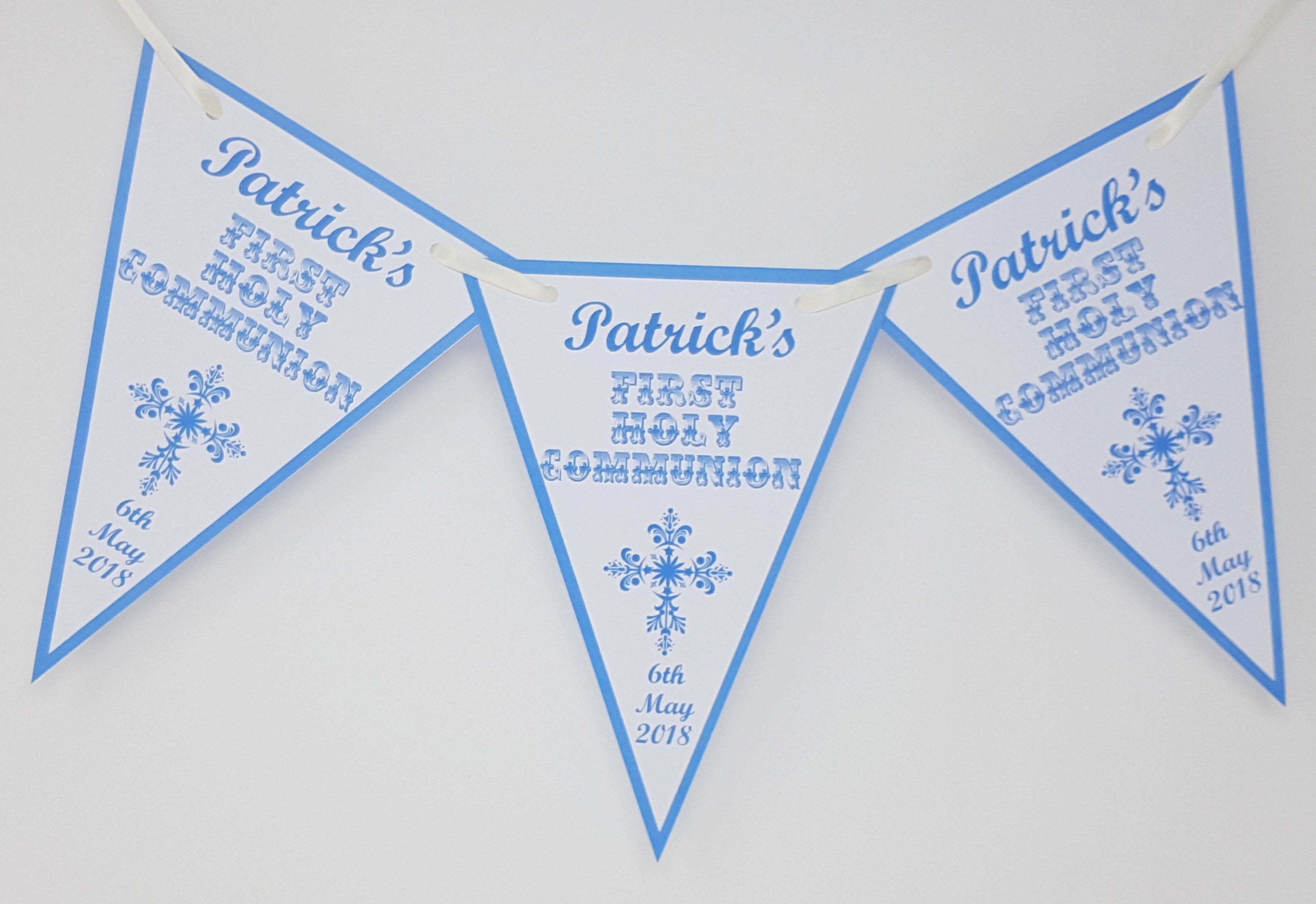 Personalised 1st Holy Communion Bunting Banner Party Decoration Cross Girl Boy