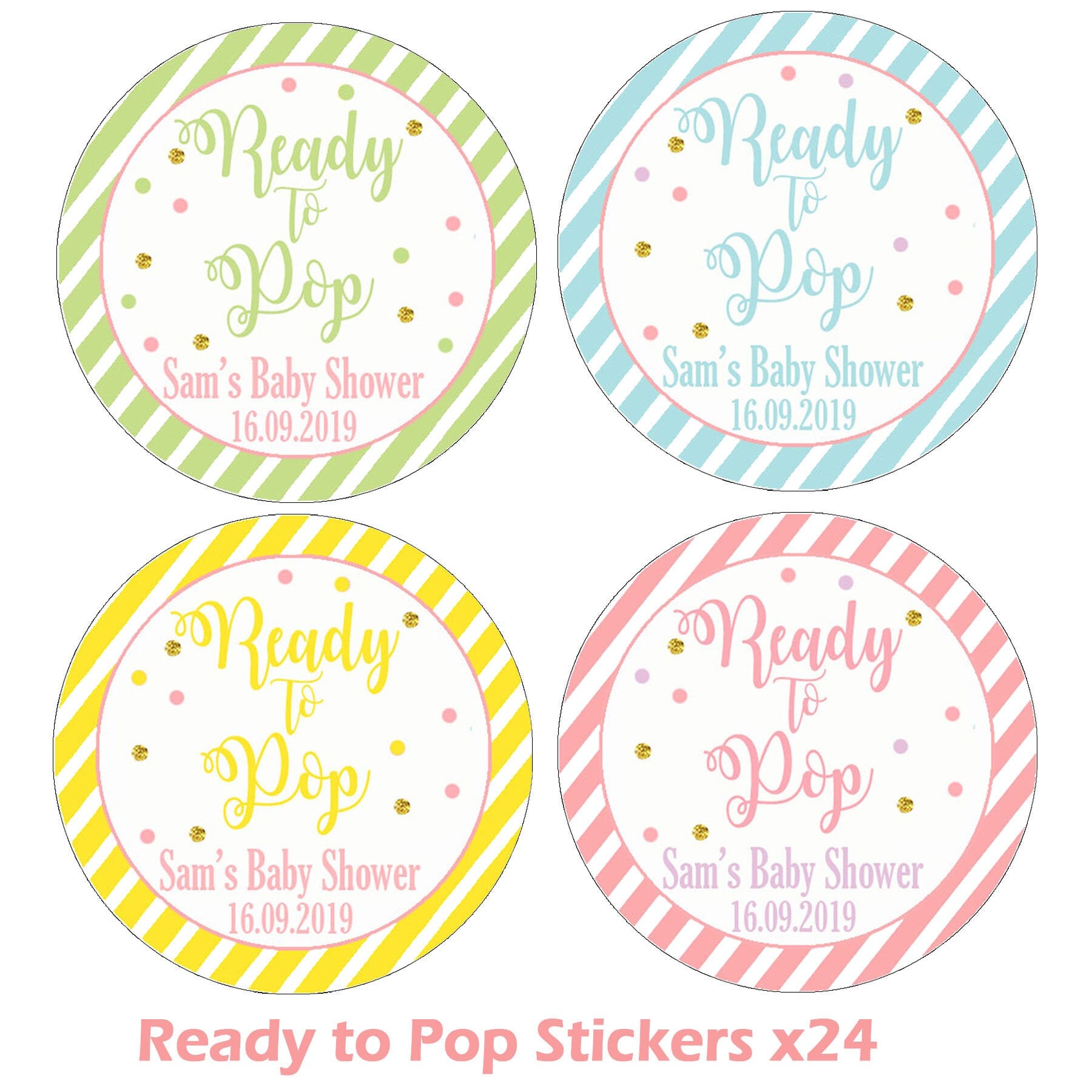 Personalised Baby Shower Stickers Thank You Sweet Cone Bags Favour Ready to Pop