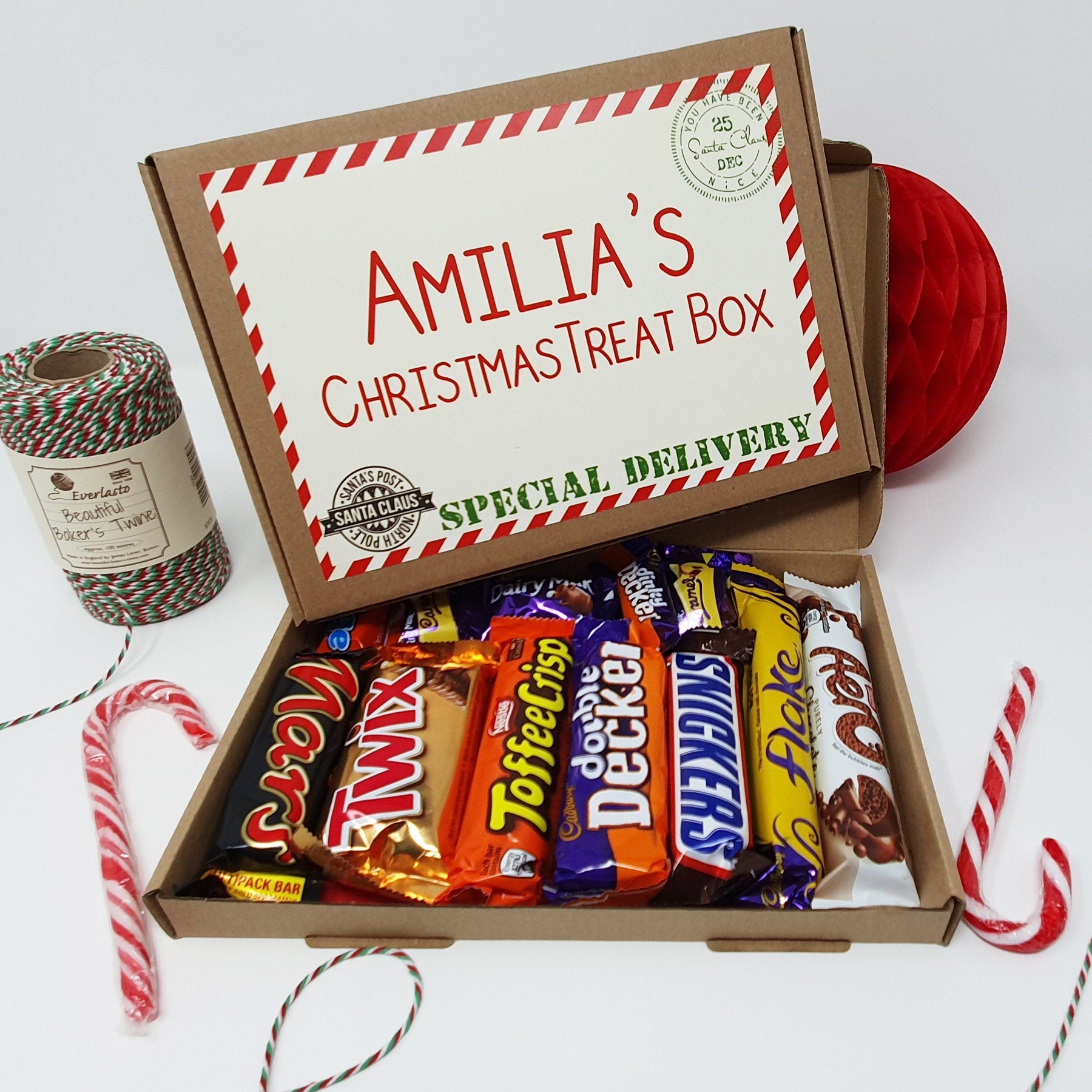 Personalised Christmas Chocolate Treats Box Kids Gift Hamper Stocking Filler Cadburys