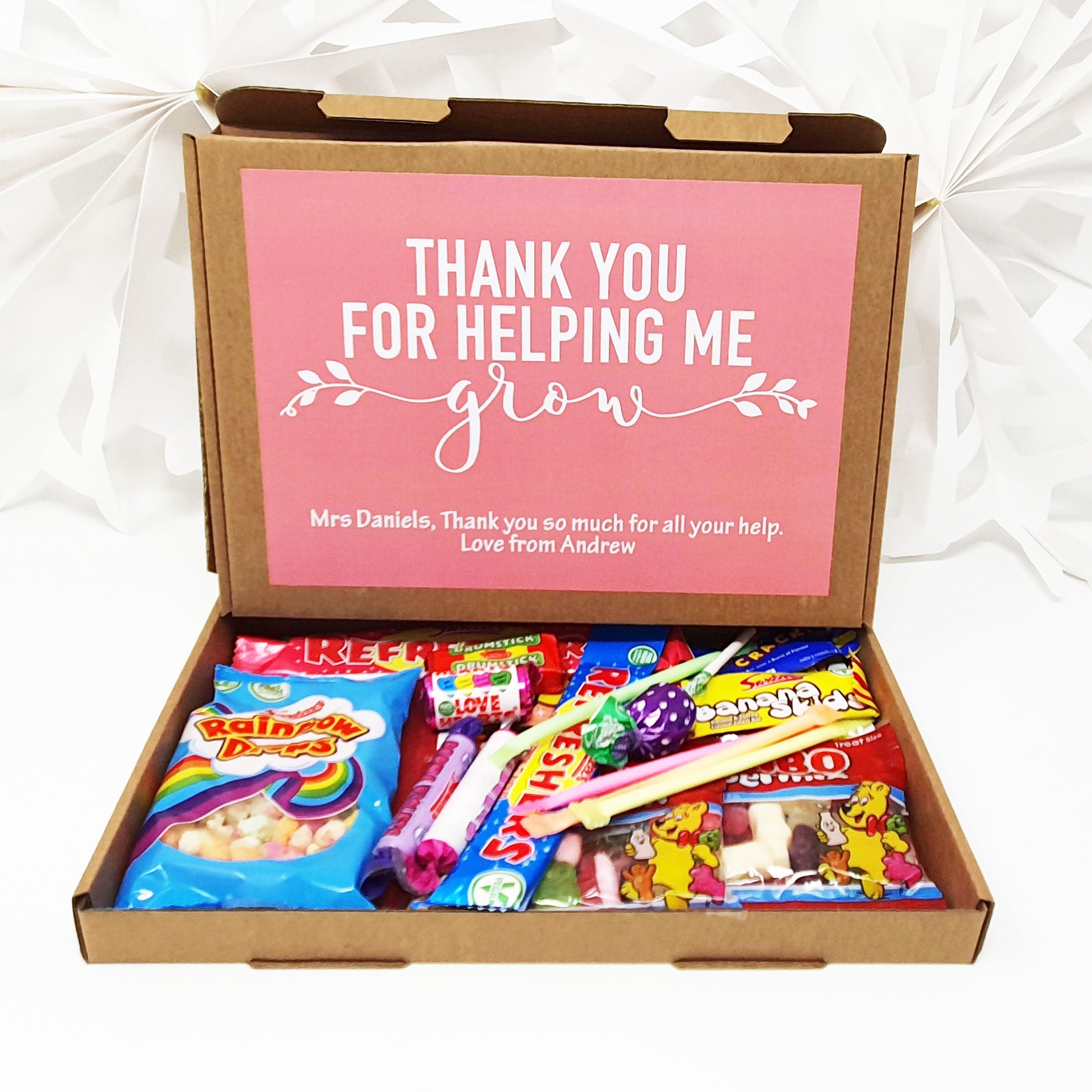 Personalised Thank you Teacher Hug in a box, Letterbox gift Afternoon tea, hamper gift, thank you gift,